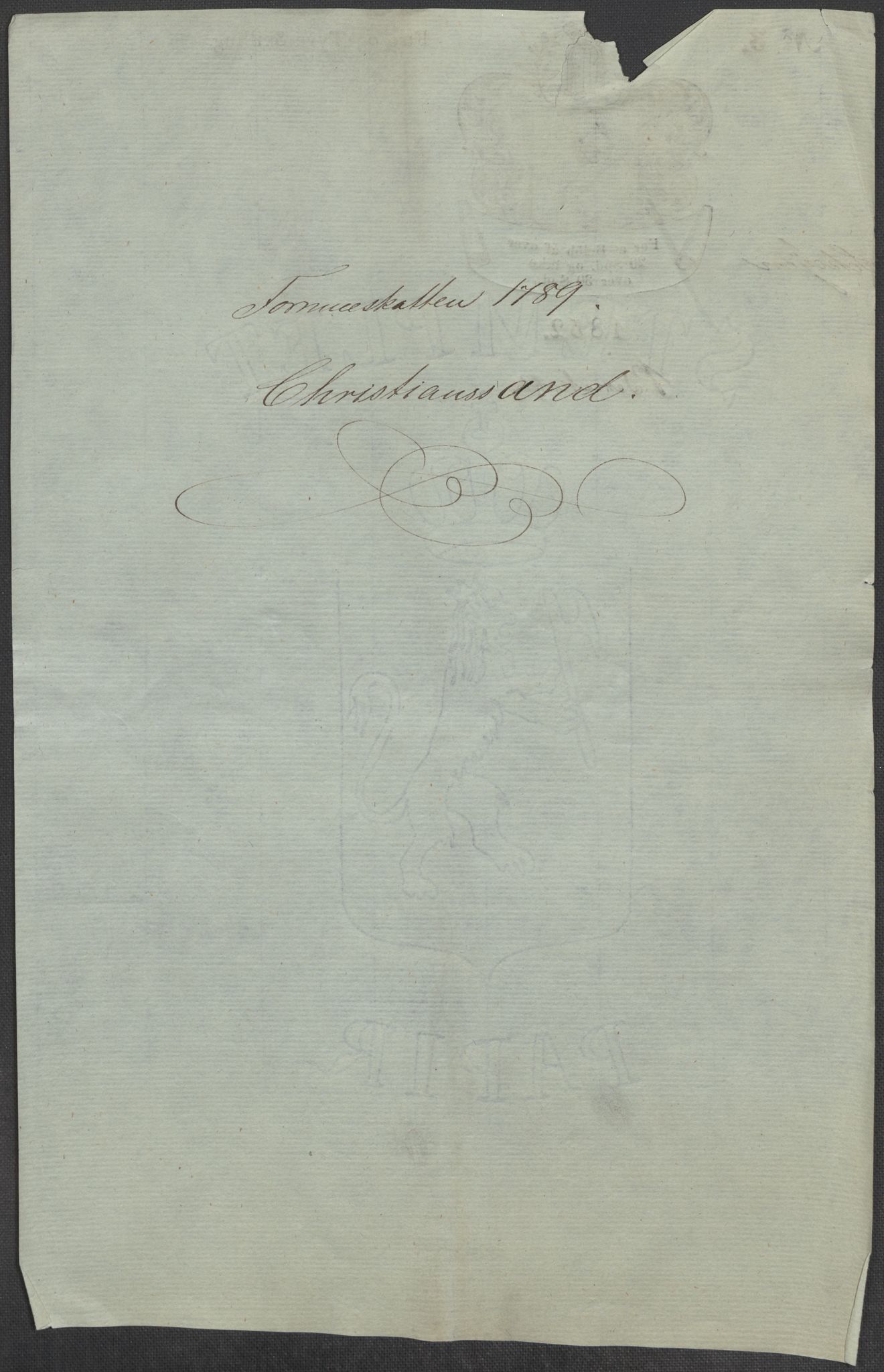 Rentekammeret inntil 1814, Reviderte regnskaper, Mindre regnskaper, RA/EA-4068/Rf/Rfe/L0007: Christiania. Kristiansand, 1789, p. 296