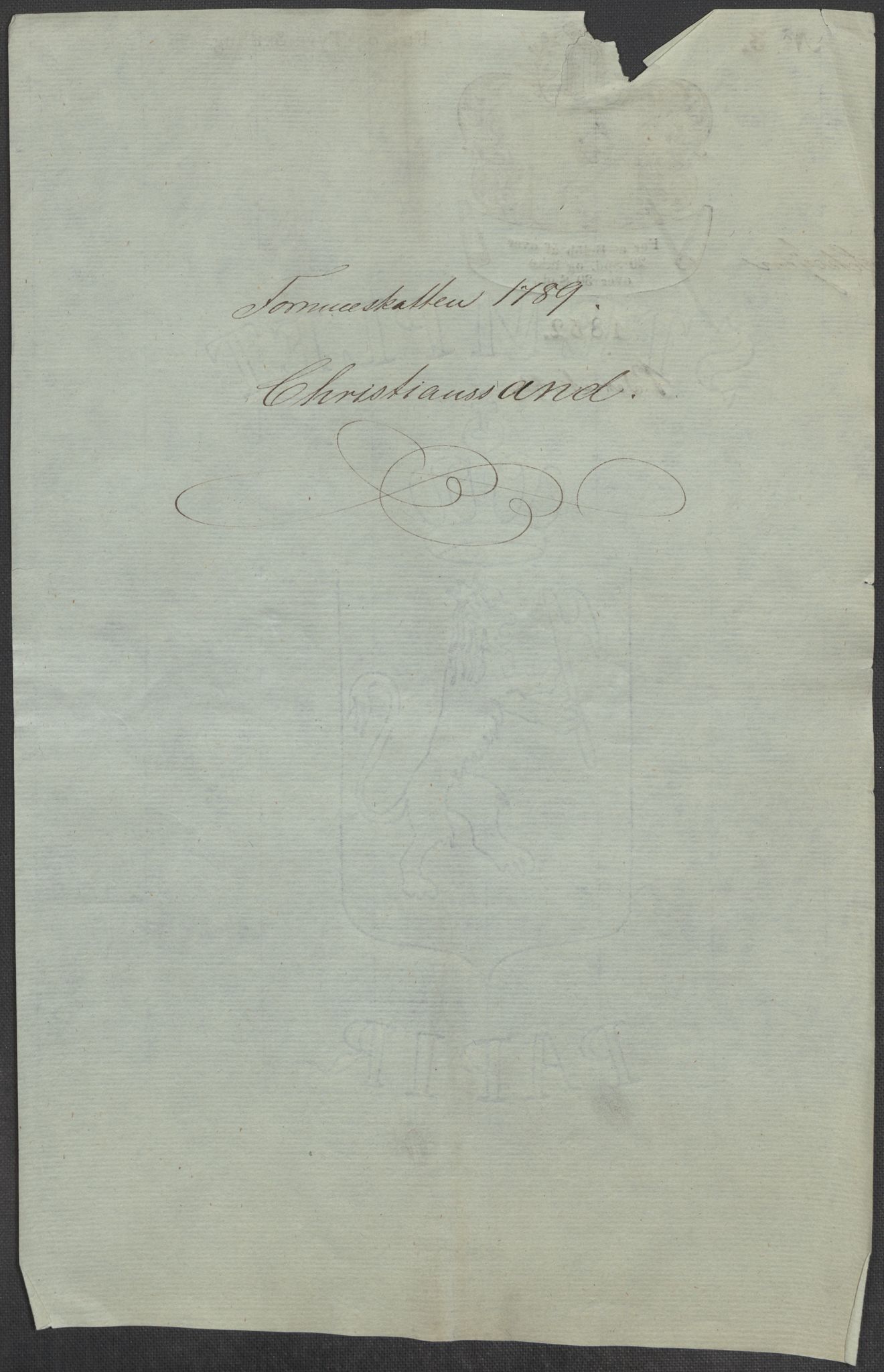 Rentekammeret inntil 1814, Reviderte regnskaper, Mindre regnskaper, AV/RA-EA-4068/Rf/Rfe/L0007: Christiania. Kristiansand, 1789, p. 296