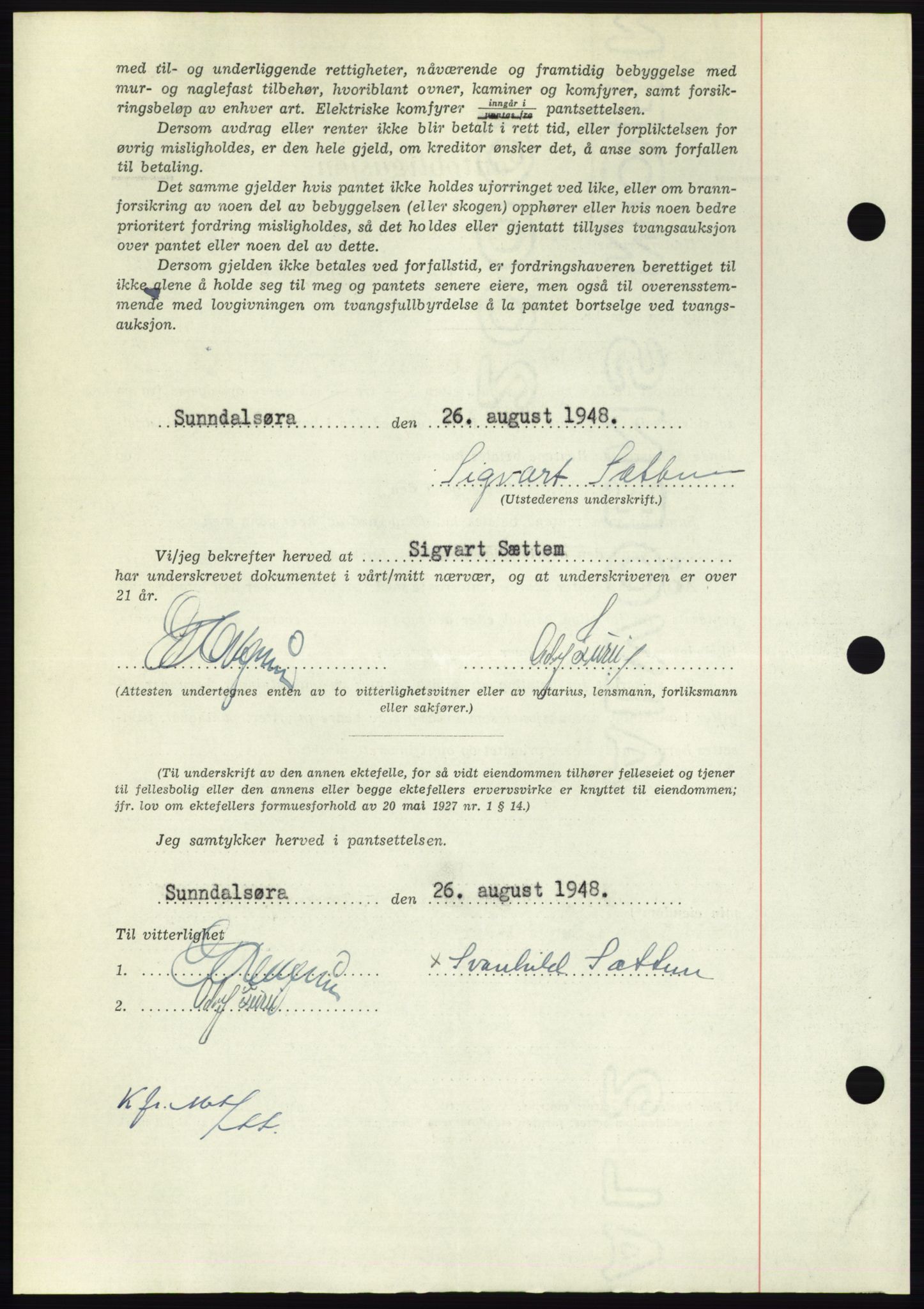 Nordmøre sorenskriveri, AV/SAT-A-4132/1/2/2Ca: Mortgage book no. B99, 1948-1948, Diary no: : 2455/1948