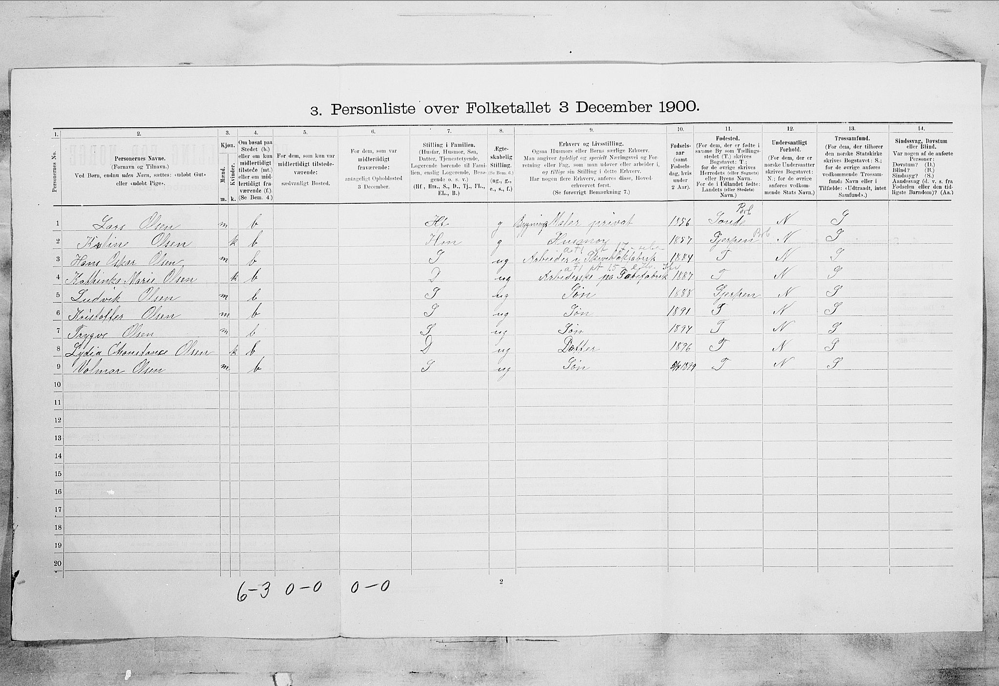 SAKO, 1900 census for Skien, 1900, p. 4800