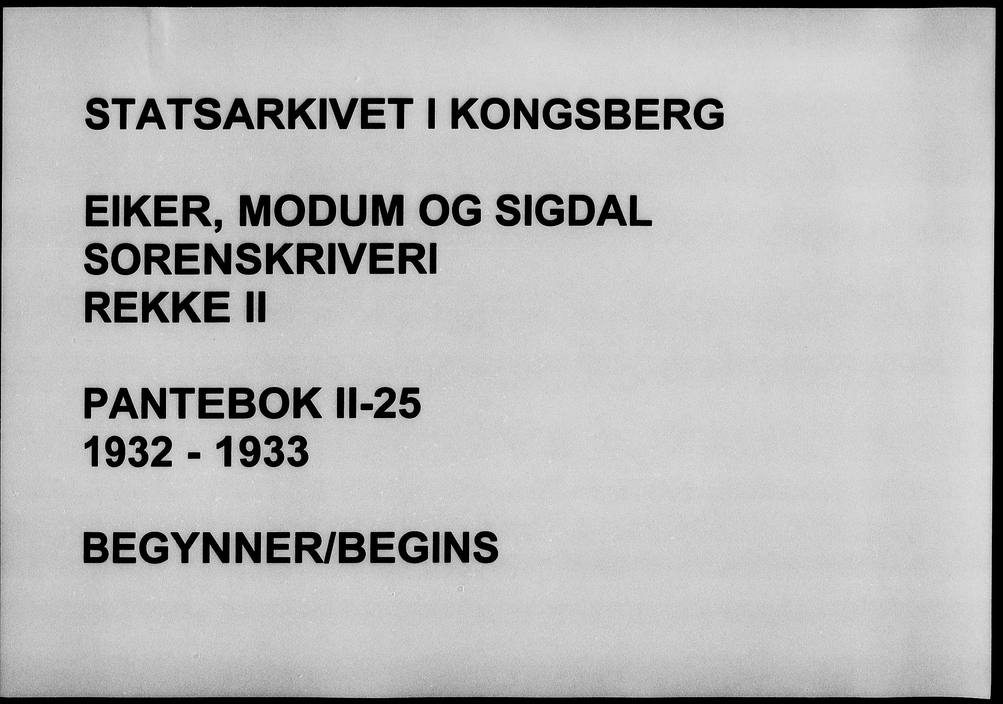 Eiker, Modum og Sigdal sorenskriveri, AV/SAKO-A-123/G/Ga/Gab/L0025: Mortgage book no. II 25, 1932-1933