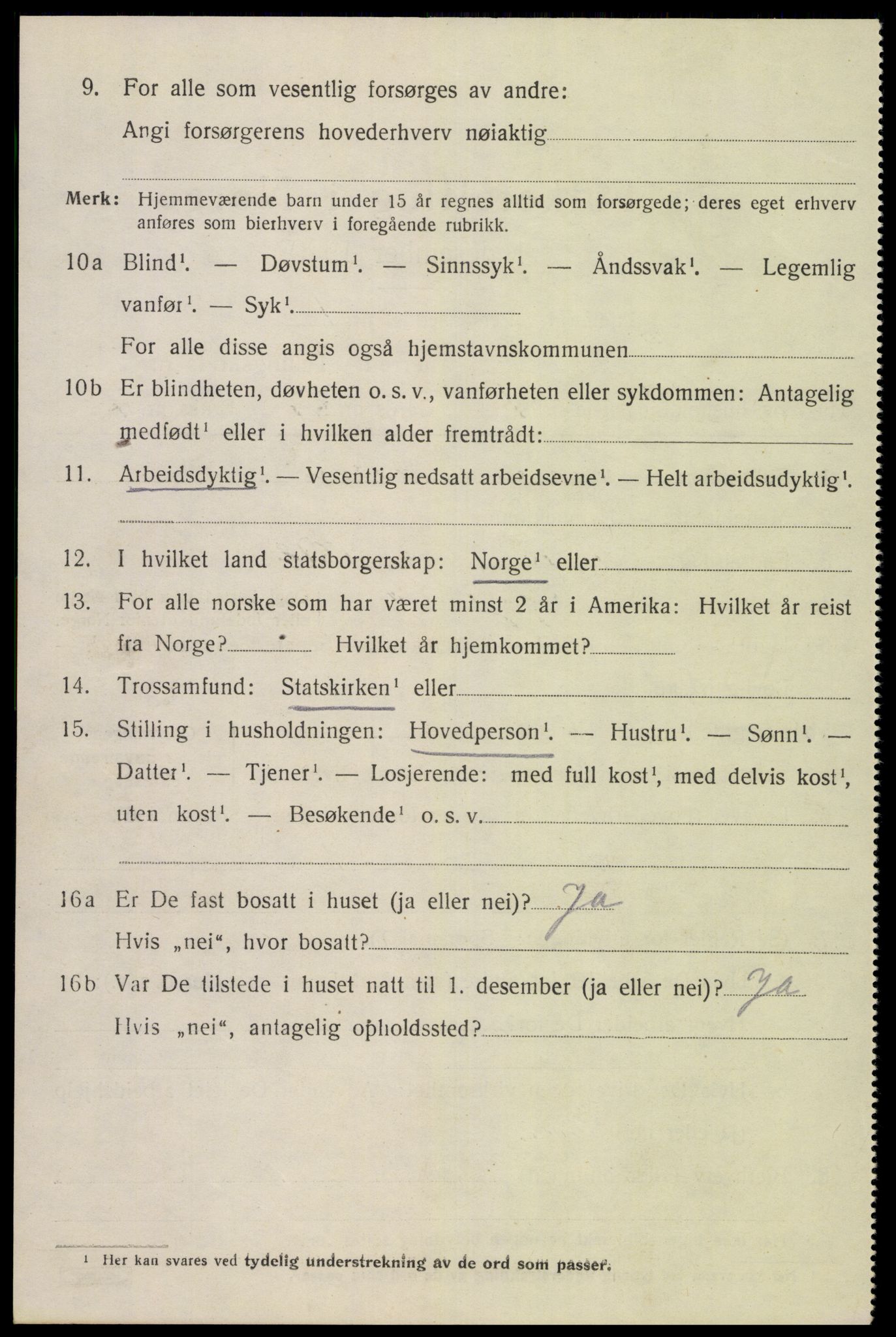 SAK, 1920 census for Gyland, 1920, p. 1039