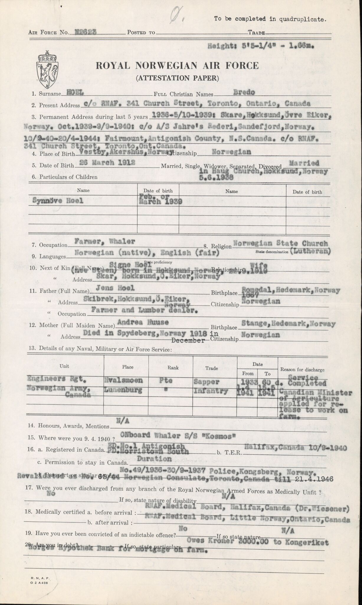 Forsvaret, Forsvarets overkommando/Luftforsvarsstaben, AV/RA-RAFA-4079/P/Pa/L0029: Personellpapirer, 1912, p. 545