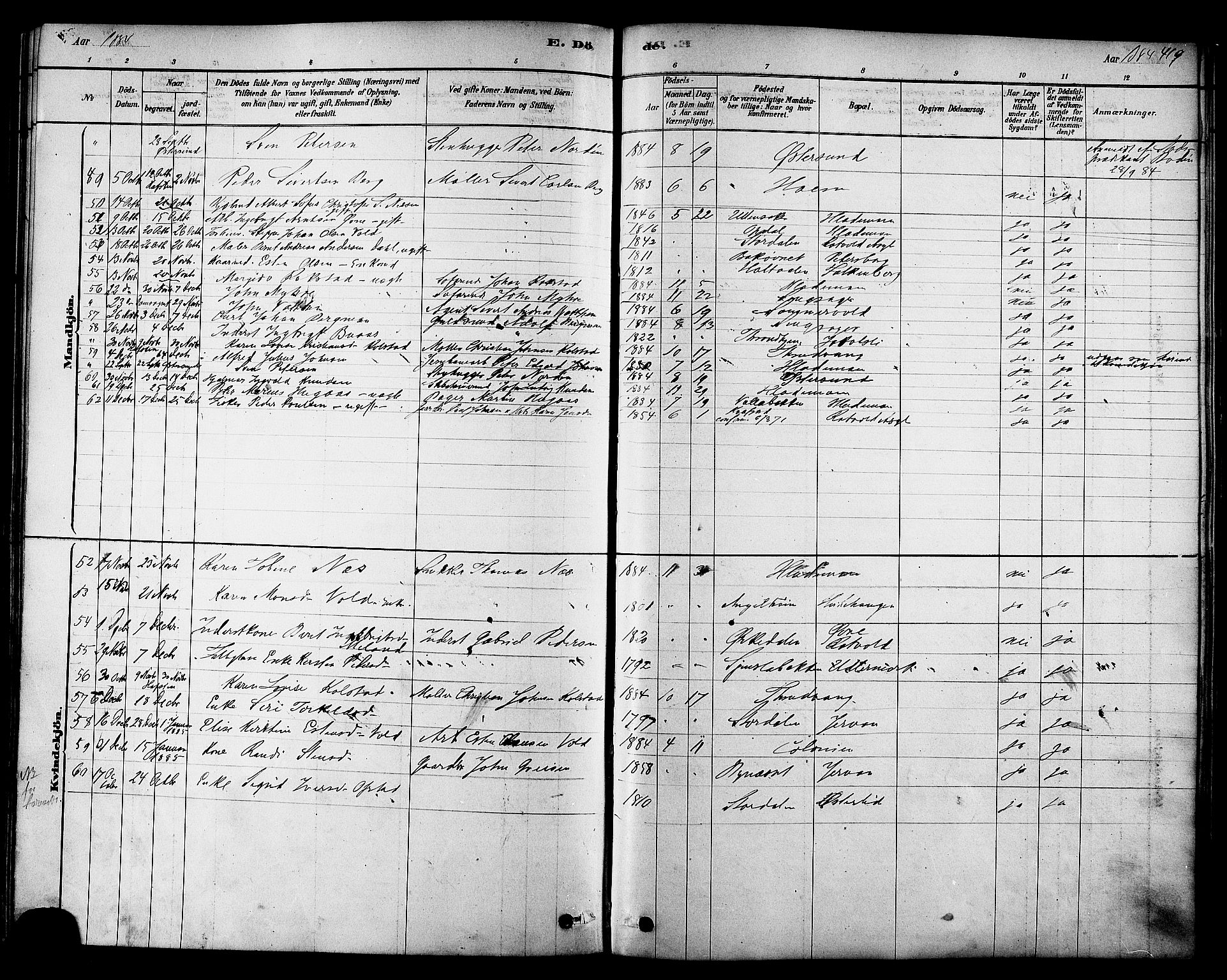 Ministerialprotokoller, klokkerbøker og fødselsregistre - Sør-Trøndelag, AV/SAT-A-1456/606/L0294: Parish register (official) no. 606A09, 1878-1886, p. 419