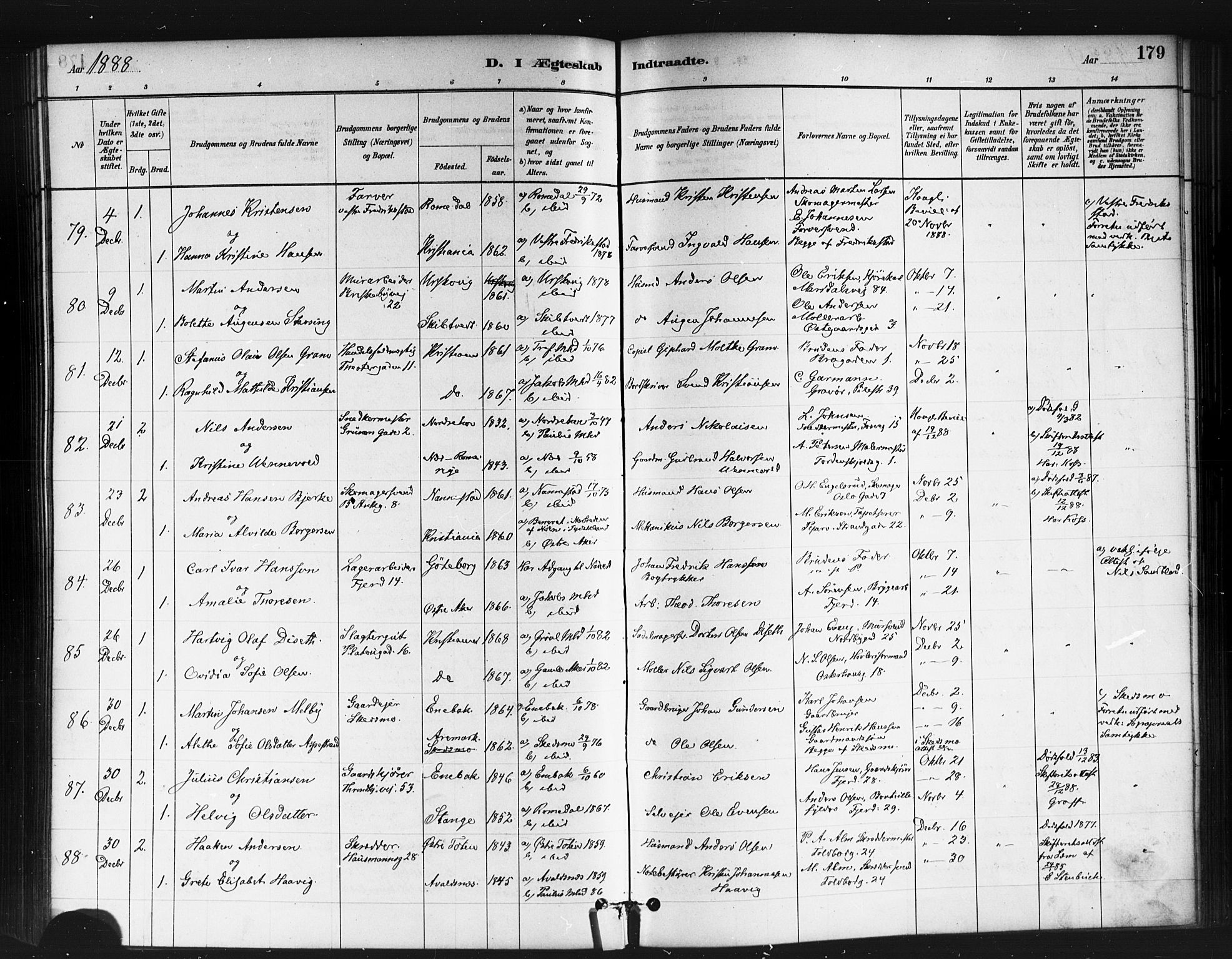 Jakob prestekontor Kirkebøker, SAO/A-10850/F/Fa/L0004: Parish register (official) no. 4, 1880-1894, p. 179