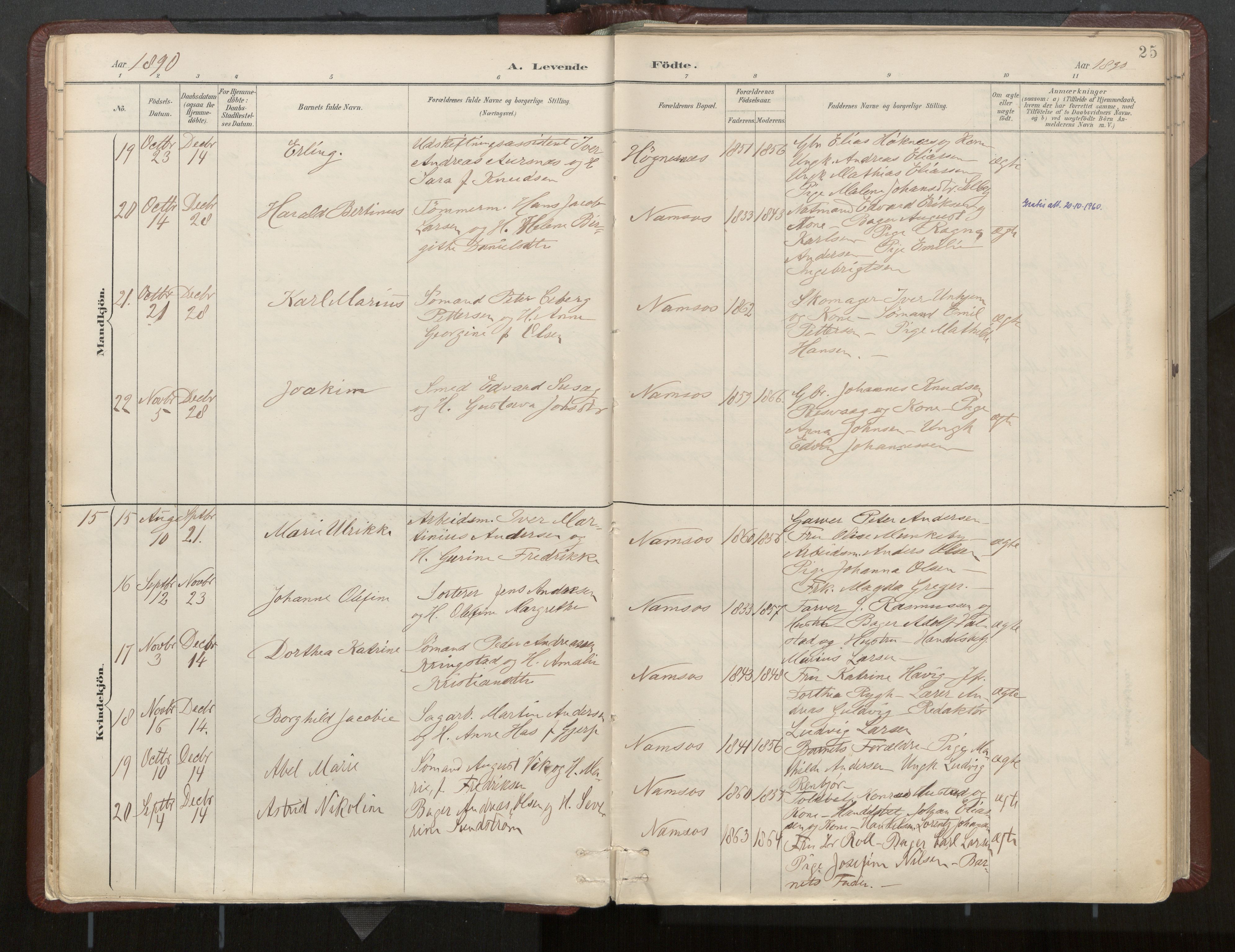 Ministerialprotokoller, klokkerbøker og fødselsregistre - Nord-Trøndelag, AV/SAT-A-1458/768/L0574: Parish register (official) no. 768A08, 1887-1927, p. 25