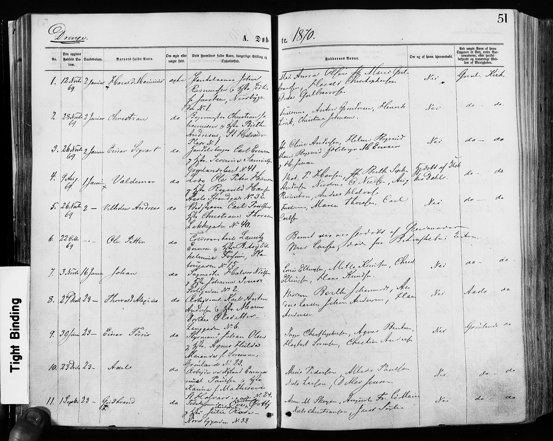 Grønland prestekontor Kirkebøker, AV/SAO-A-10848/F/Fa/L0004: Parish register (official) no. 4, 1869-1880, p. 51