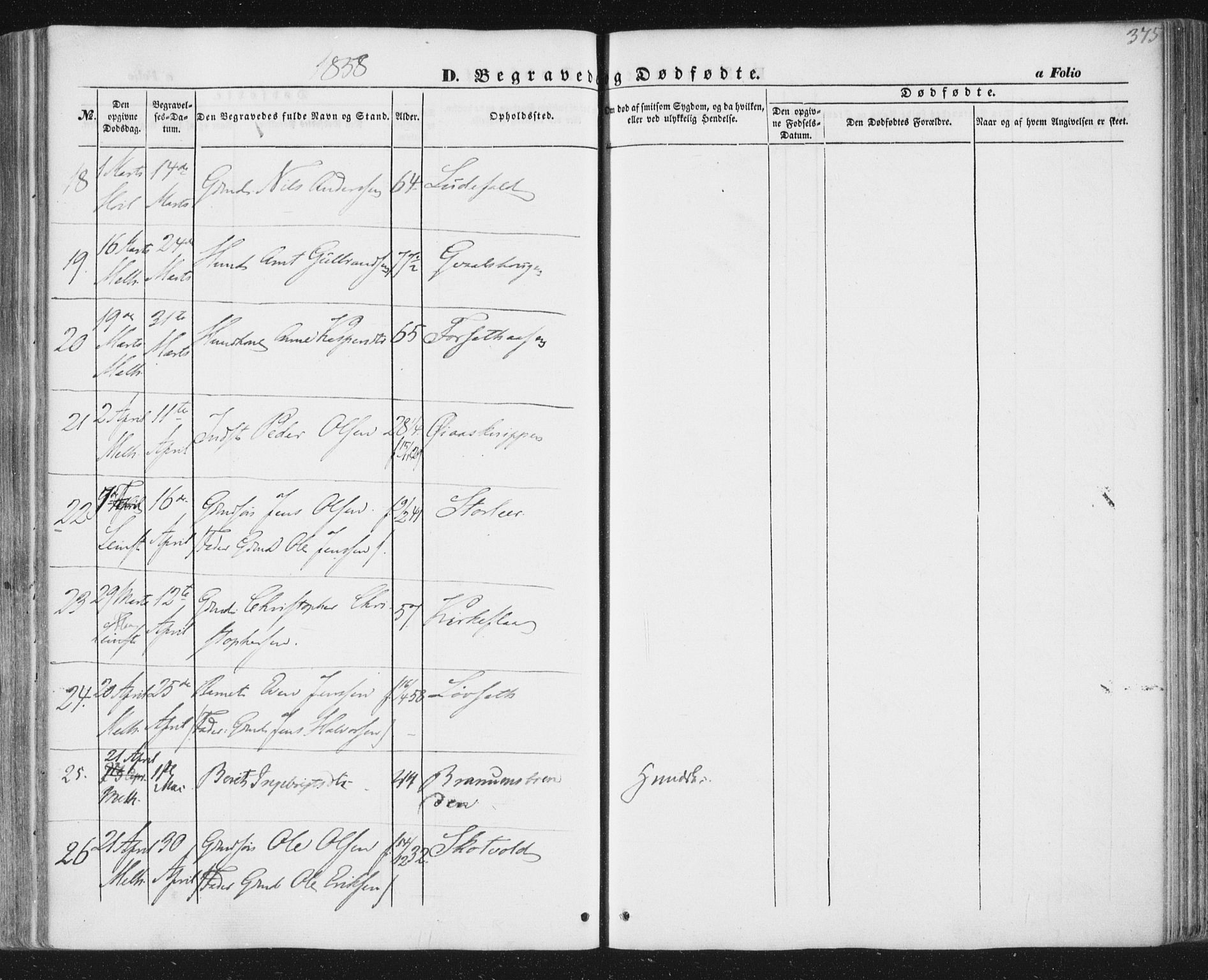 Ministerialprotokoller, klokkerbøker og fødselsregistre - Sør-Trøndelag, AV/SAT-A-1456/691/L1076: Parish register (official) no. 691A08, 1852-1861, p. 375