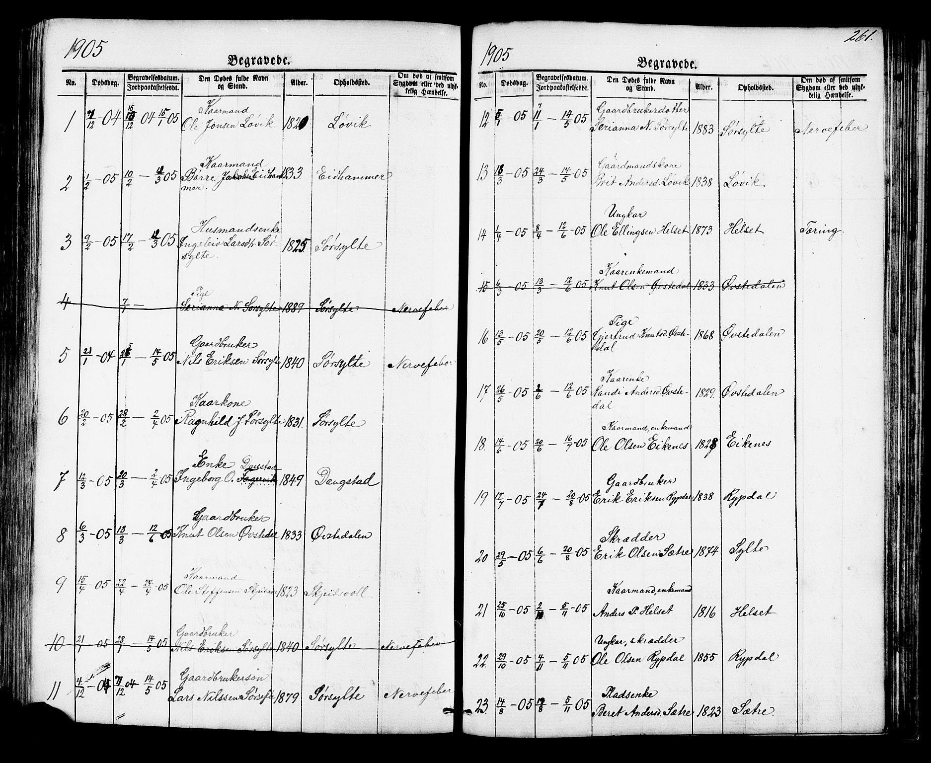 Ministerialprotokoller, klokkerbøker og fødselsregistre - Møre og Romsdal, AV/SAT-A-1454/541/L0547: Parish register (copy) no. 541C02, 1867-1921, p. 261