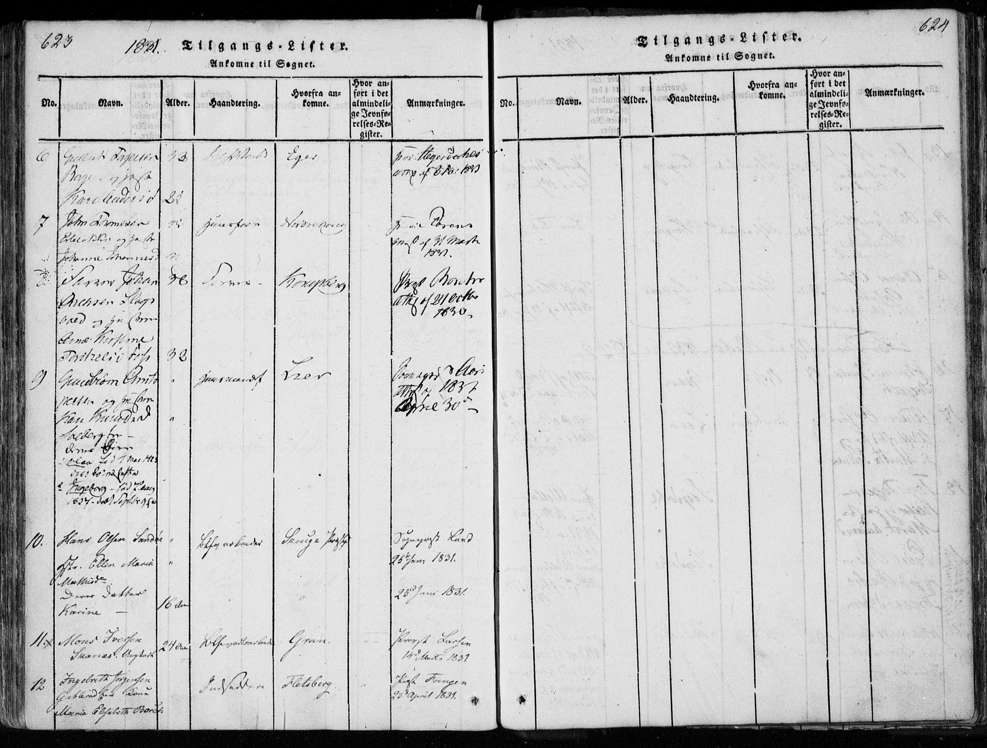 Modum kirkebøker, AV/SAKO-A-234/F/Fa/L0005: Parish register (official) no. 5, 1824-1841, p. 623-624