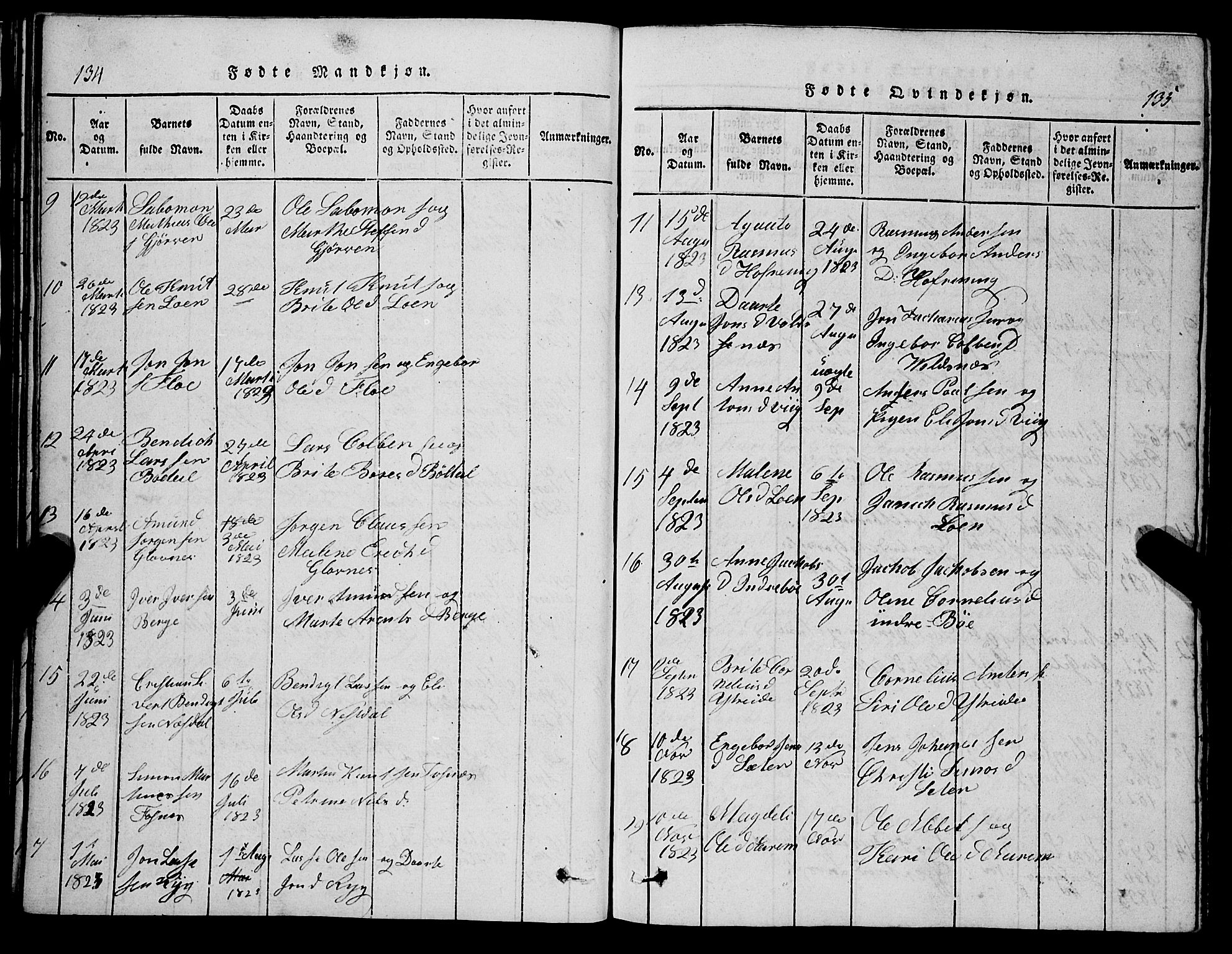 Stryn Sokneprestembete, AV/SAB-A-82501: Parish register (copy) no. C 1, 1801-1845, p. 134-135