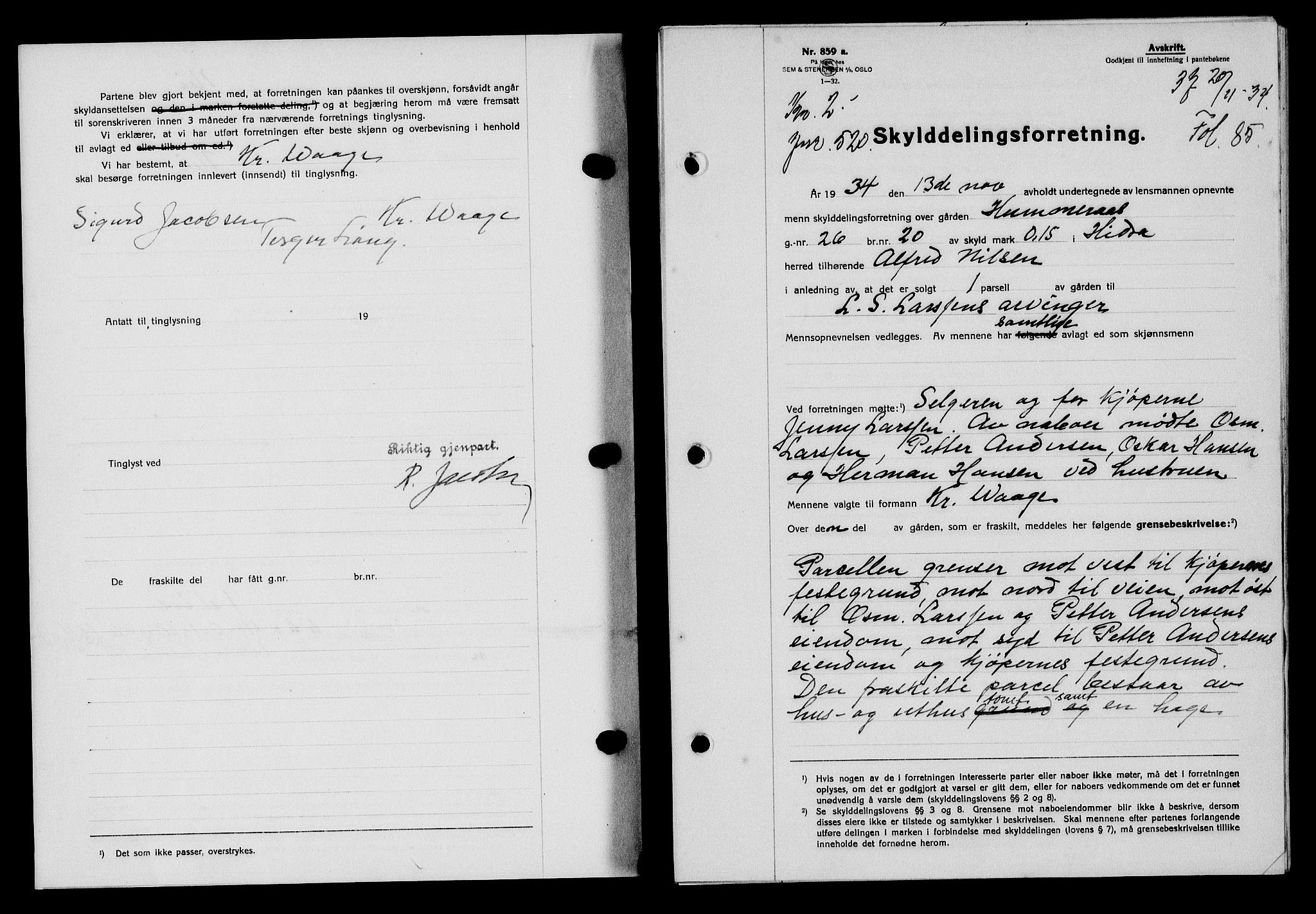 Flekkefjord sorenskriveri, SAK/1221-0001/G/Gb/Gba/L0051: Mortgage book no. 47, 1934-1935, Deed date: 20.11.1934