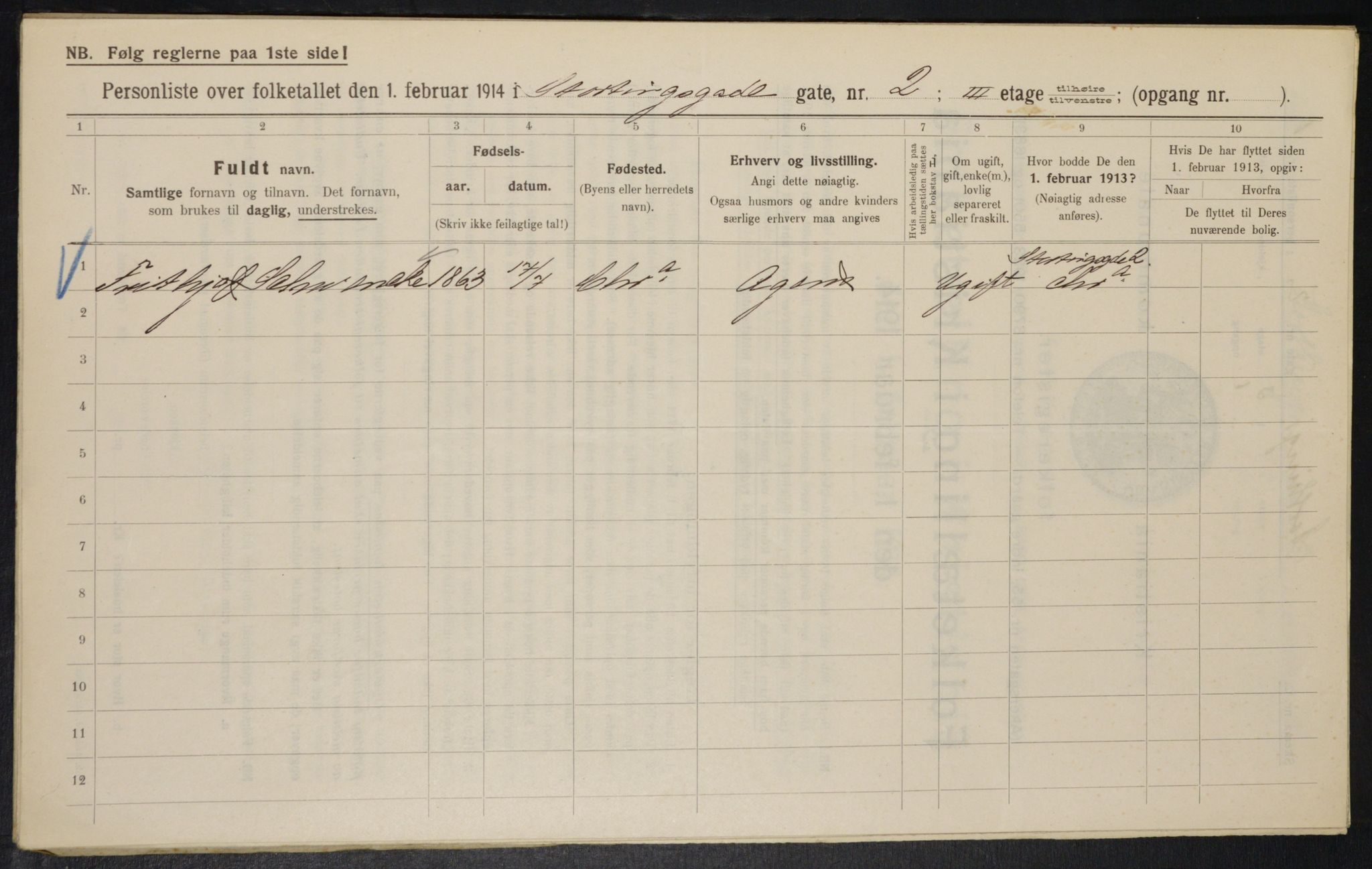 OBA, Municipal Census 1914 for Kristiania, 1914, p. 104198