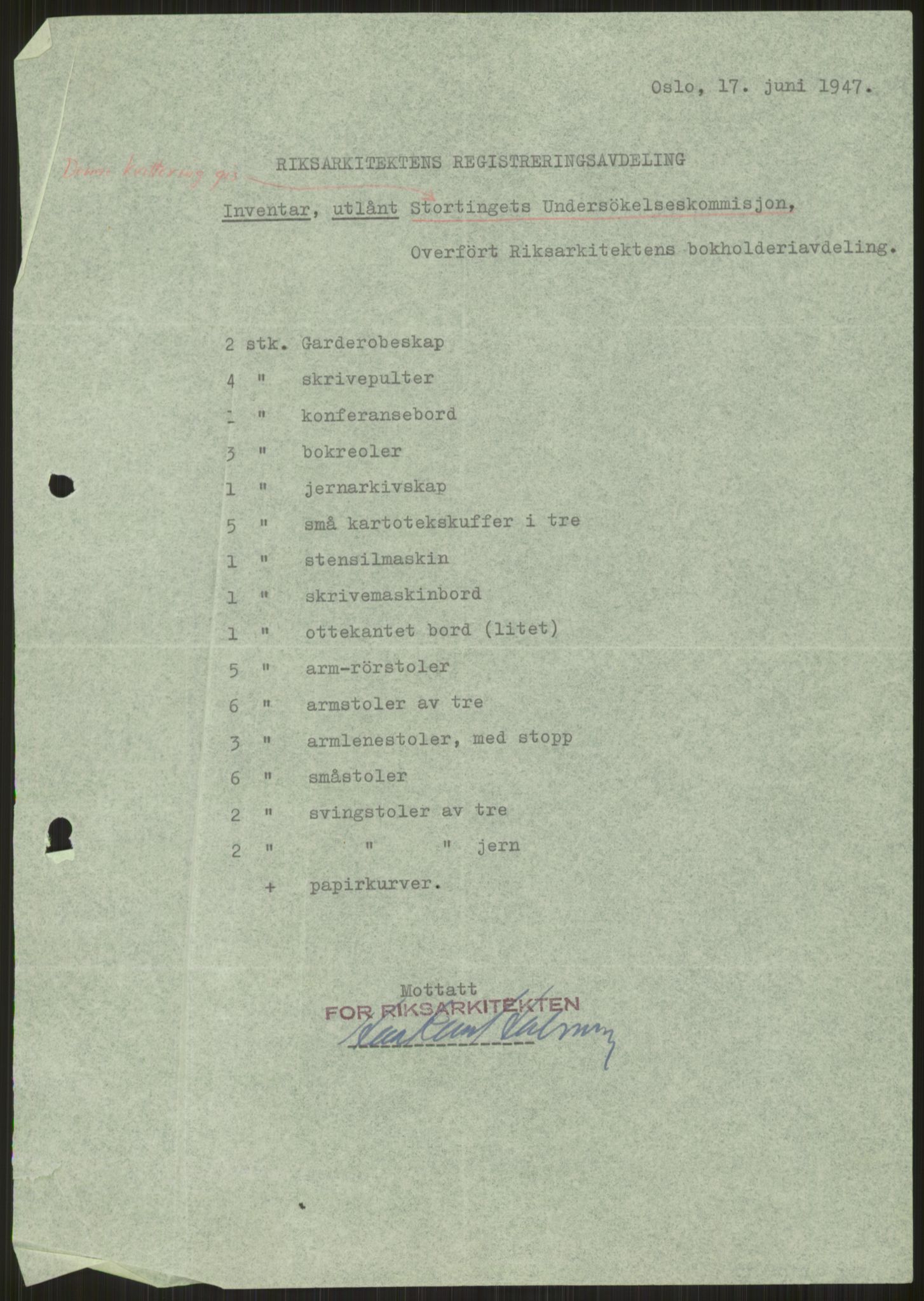 Undersøkelseskommisjonen av 1945, AV/RA-S-1566/D/Db/L0023: Regjeringskonferanse - Riksrådsforhandlingene, 1945-1947, p. 243