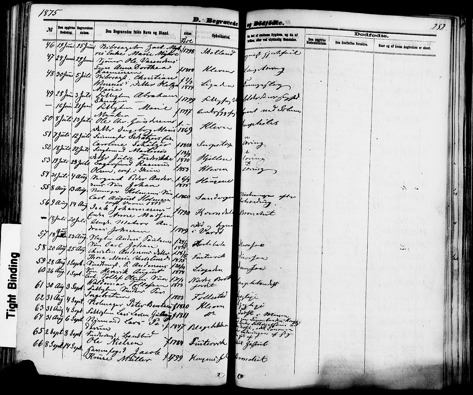 Skien kirkebøker, AV/SAKO-A-302/F/Fa/L0008: Parish register (official) no. 8, 1866-1877, p. 282