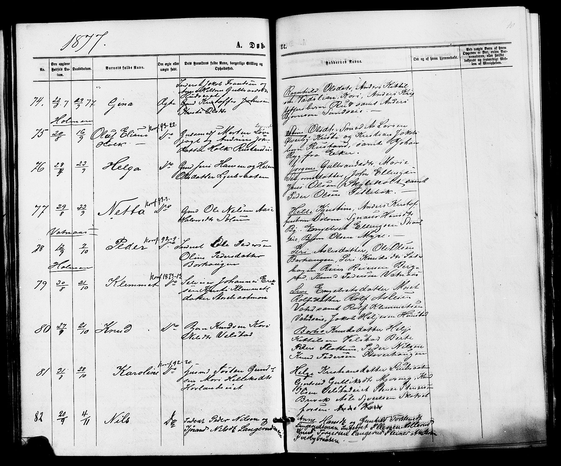 Sigdal kirkebøker, SAKO/A-245/F/Fa/L0010: Parish register (official) no. I 10 /1, 1872-1878, p. 40