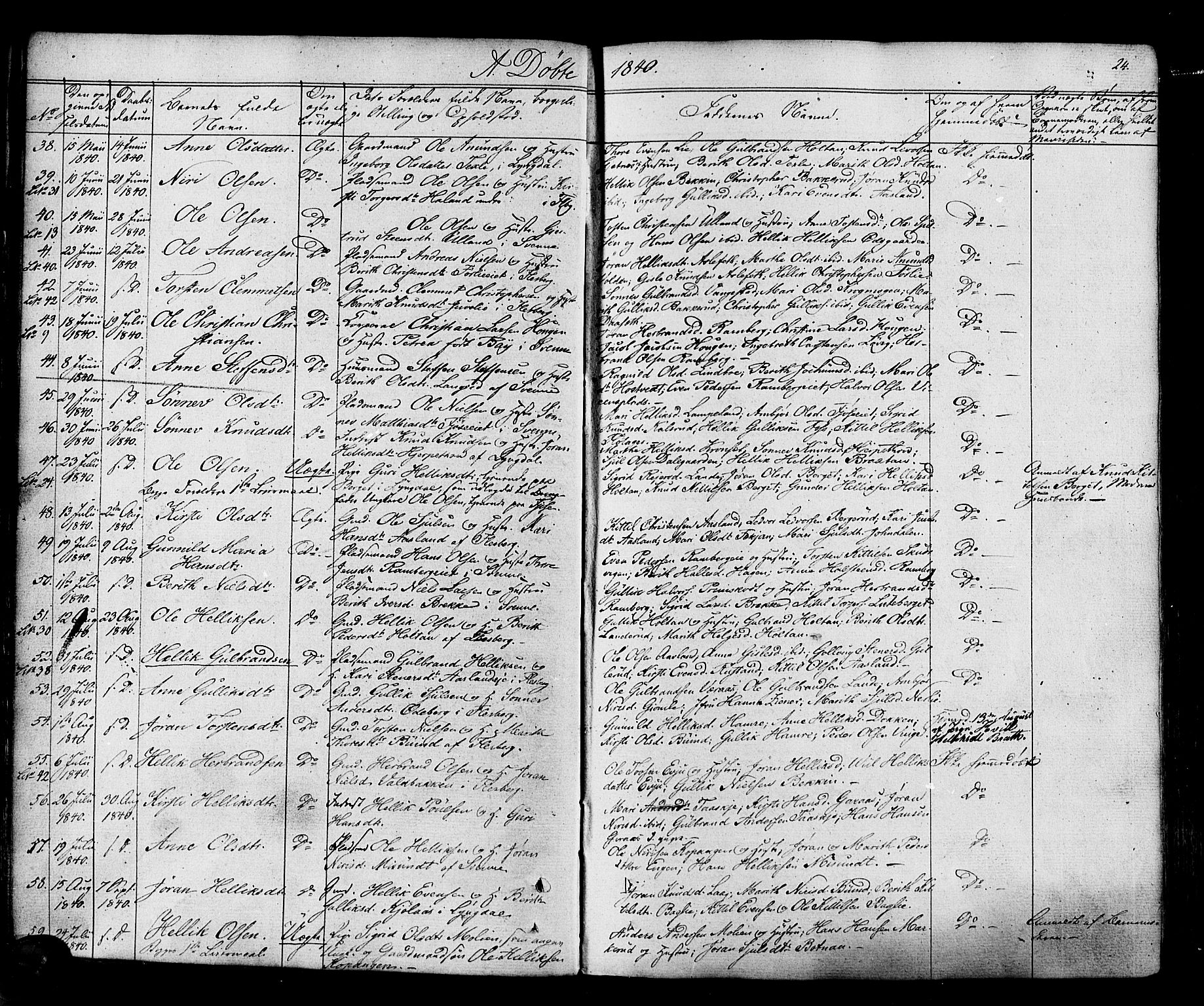 Flesberg kirkebøker, AV/SAKO-A-18/F/Fa/L0006: Parish register (official) no. I 6, 1834-1860, p. 24