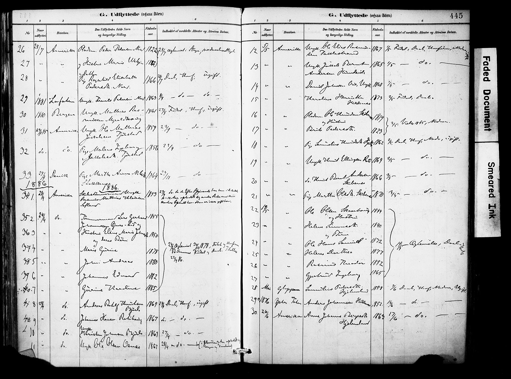 Eid sokneprestembete, SAB/A-82301/H/Haa/Haab/L0001: Parish register (official) no. B 1, 1879-1906, p. 445