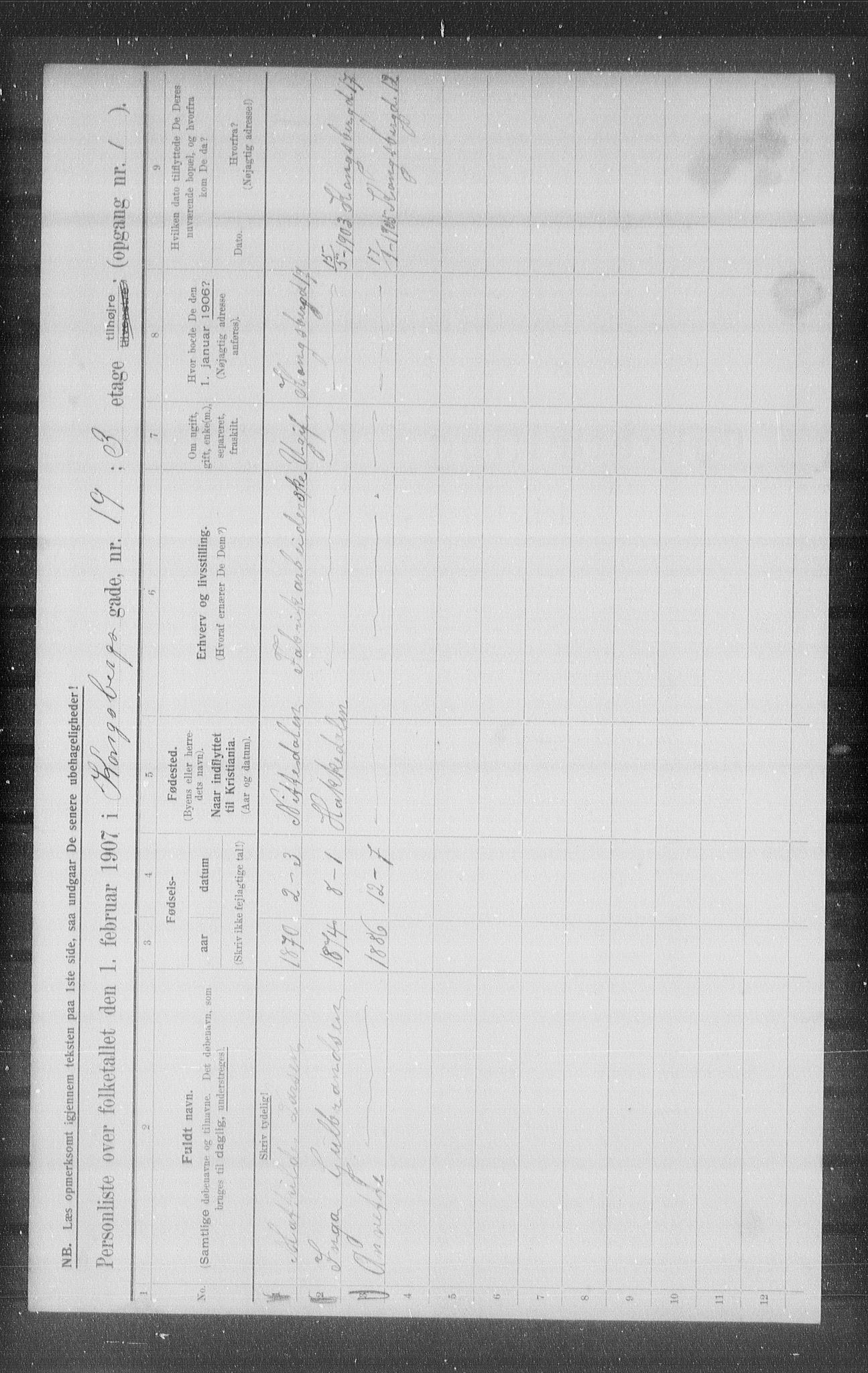 OBA, Municipal Census 1907 for Kristiania, 1907, p. 26987