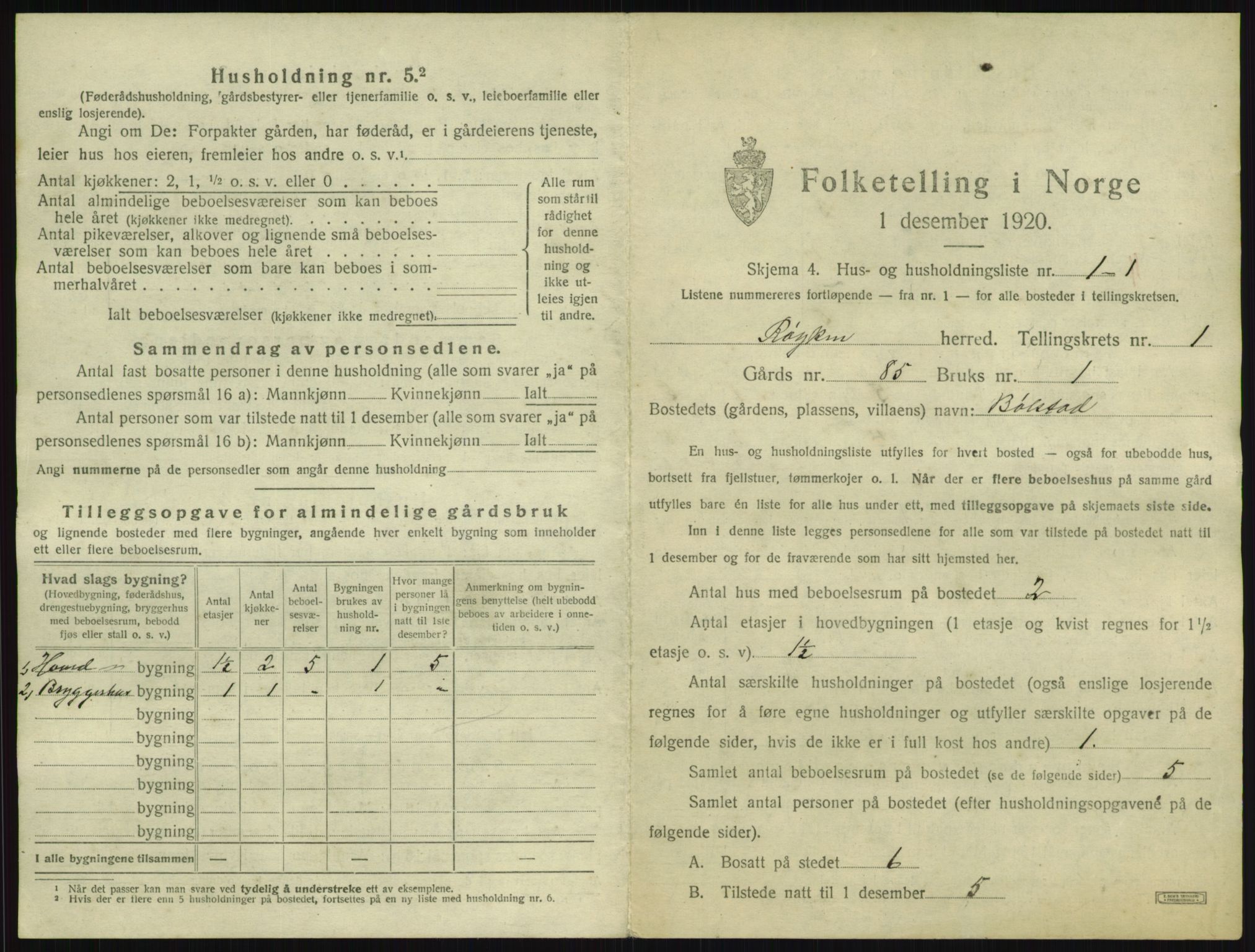 SAKO, 1920 census for Røyken, 1920, p. 42