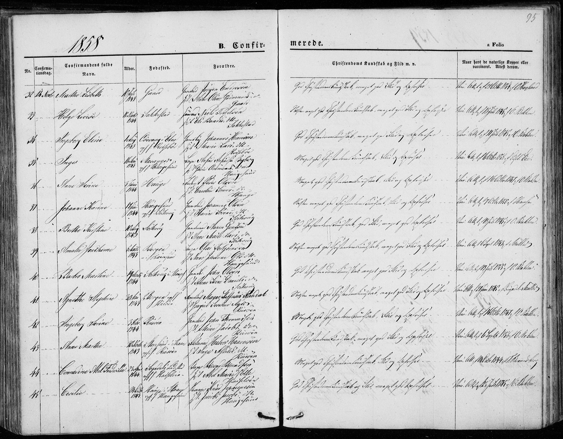 Torvastad sokneprestkontor, AV/SAST-A -101857/H/Ha/Haa/L0011: Parish register (official) no. A 11, 1857-1866, p. 95