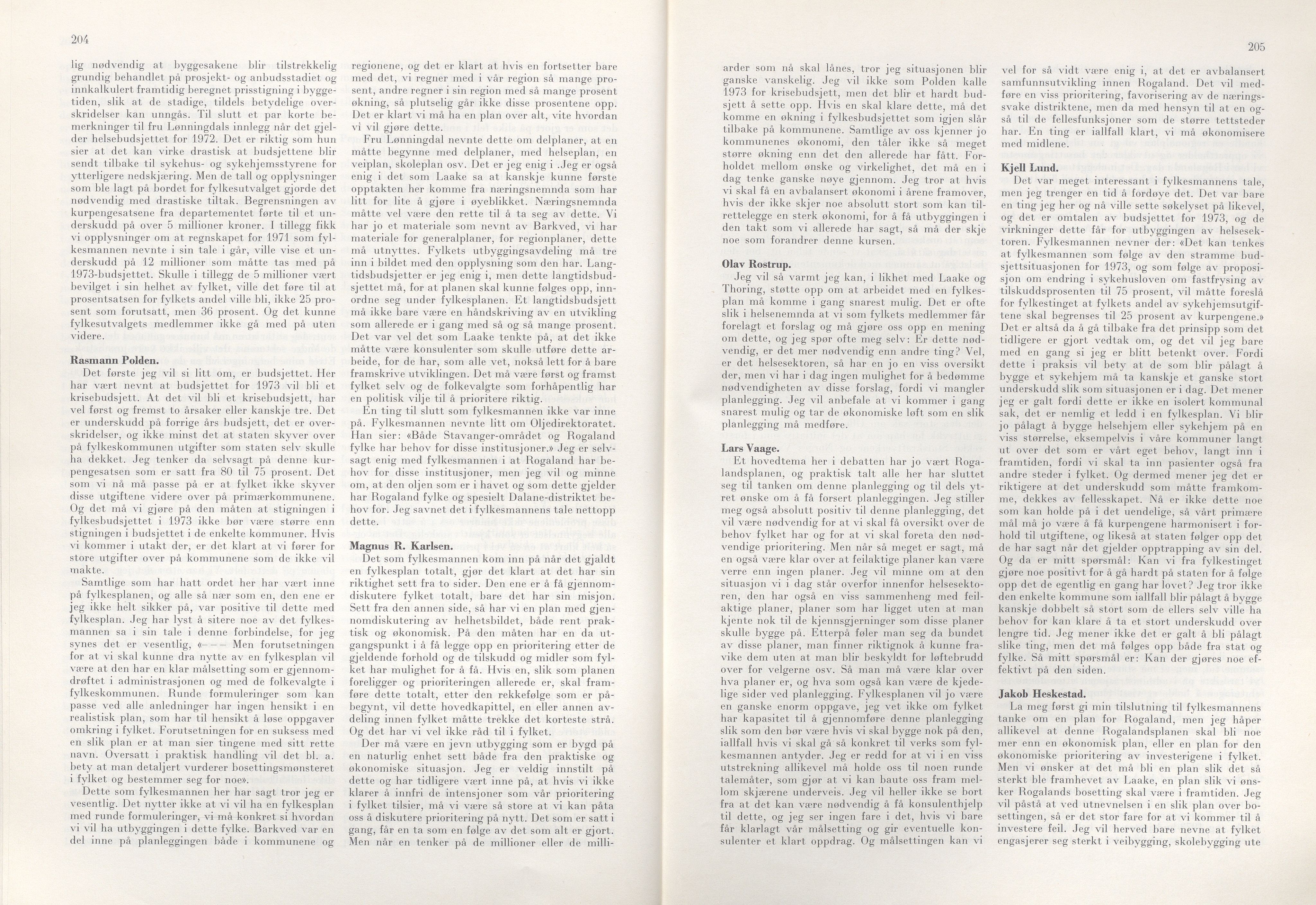 Rogaland fylkeskommune - Fylkesrådmannen , IKAR/A-900/A/Aa/Aaa/L0092: Møtebok , 1972, p. 204-205