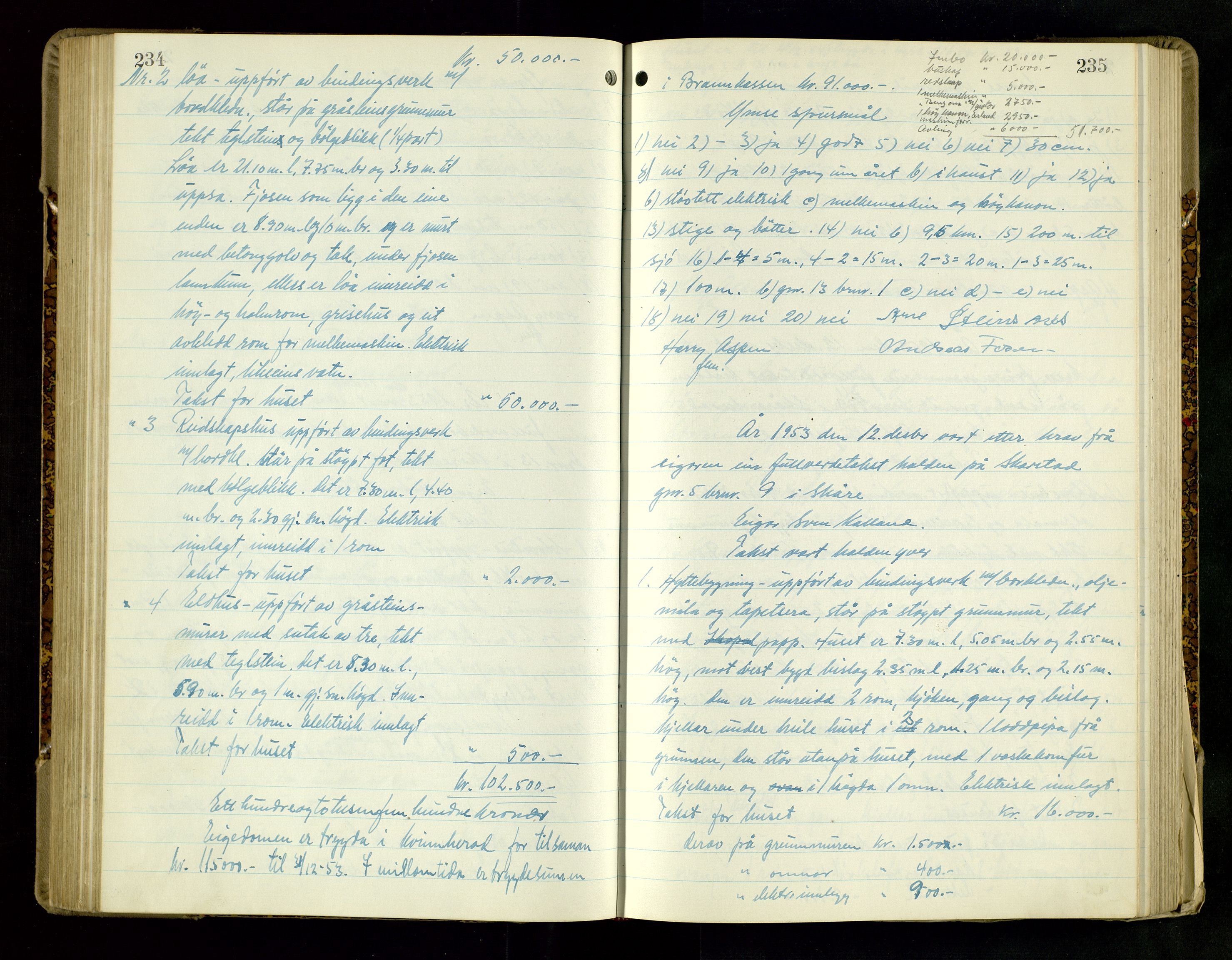 Norges Brannkasse Haugesund, AV/SAST-A-102142/0004/O/L0007: Branntakstprotokoll, 1951-1956, p. 234-235