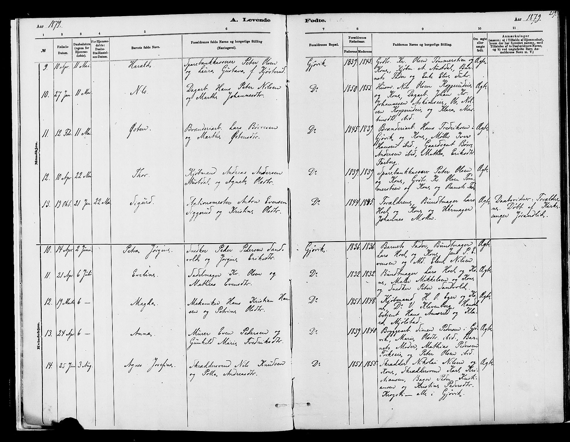 Vardal prestekontor, AV/SAH-PREST-100/H/Ha/Haa/L0008: Parish register (official) no. 8, 1878-1890, p. 219