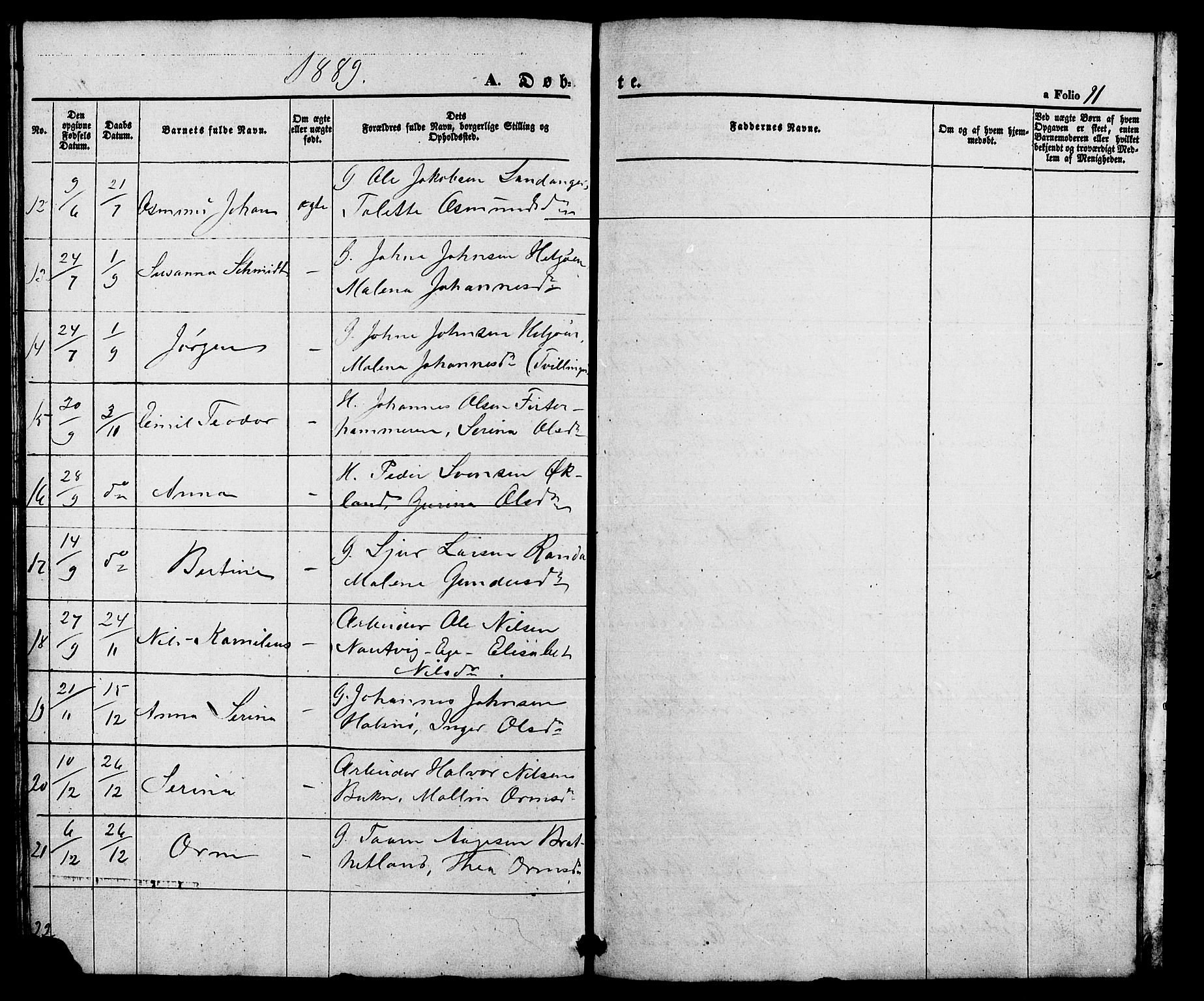 Hjelmeland sokneprestkontor, SAST/A-101843/01/V/L0005: Parish register (copy) no. B 5, 1853-1892, p. 91