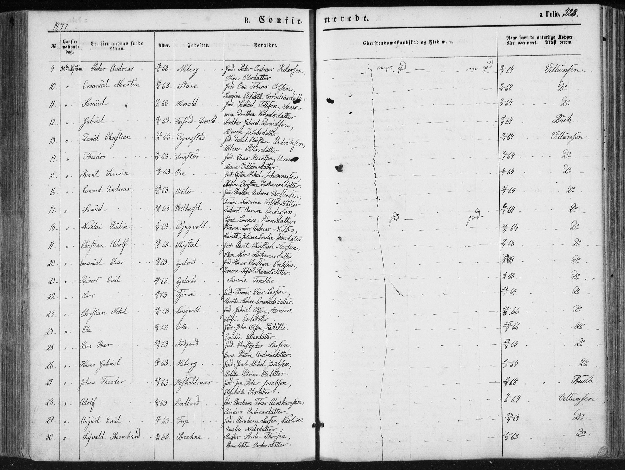 Lista sokneprestkontor, AV/SAK-1111-0027/F/Fa/L0011: Parish register (official) no. A 11, 1861-1878, p. 323