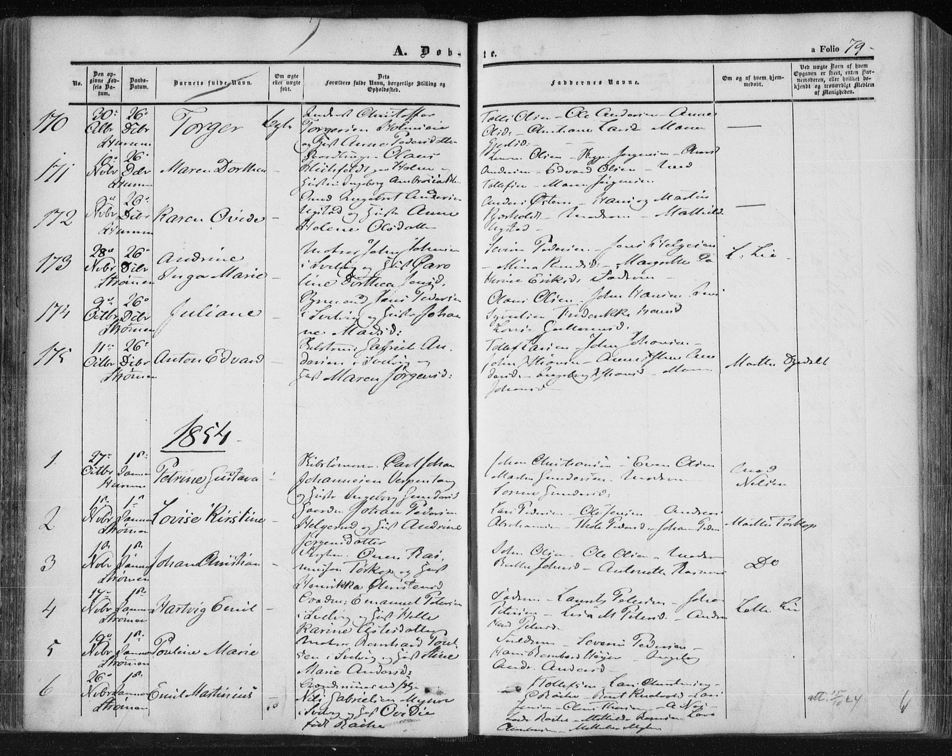 Hurum kirkebøker, SAKO/A-229/F/Fa/L0011: Parish register (official) no. 11, 1847-1860, p. 79