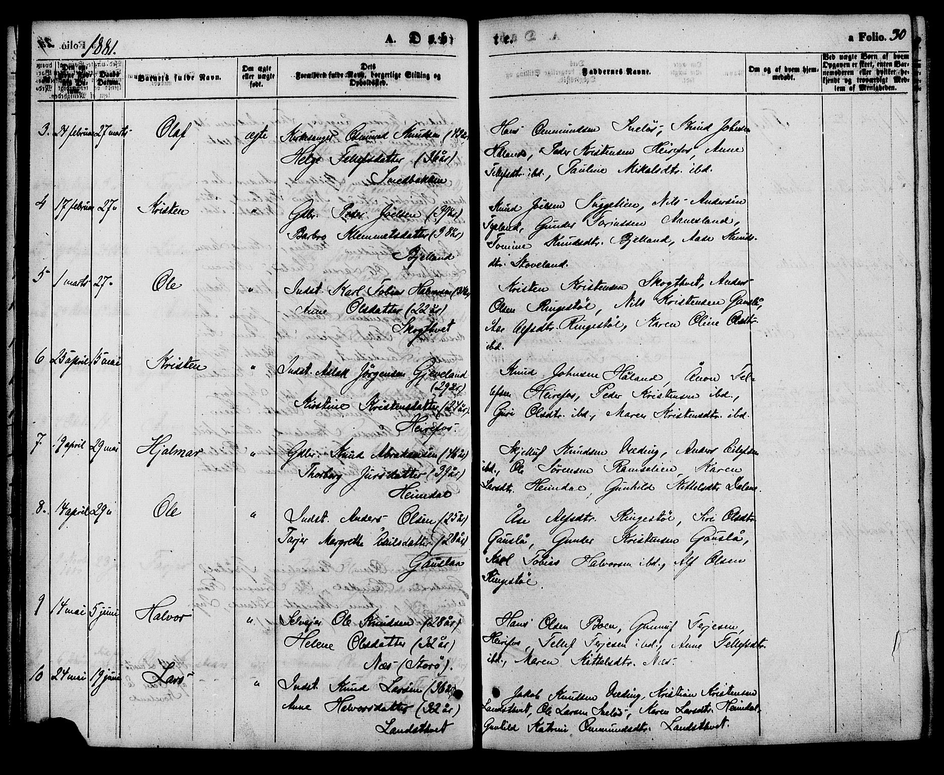 Herefoss sokneprestkontor, AV/SAK-1111-0019/F/Fa/Faa/L0002: Parish register (official) no. A 2, 1861-1886, p. 30