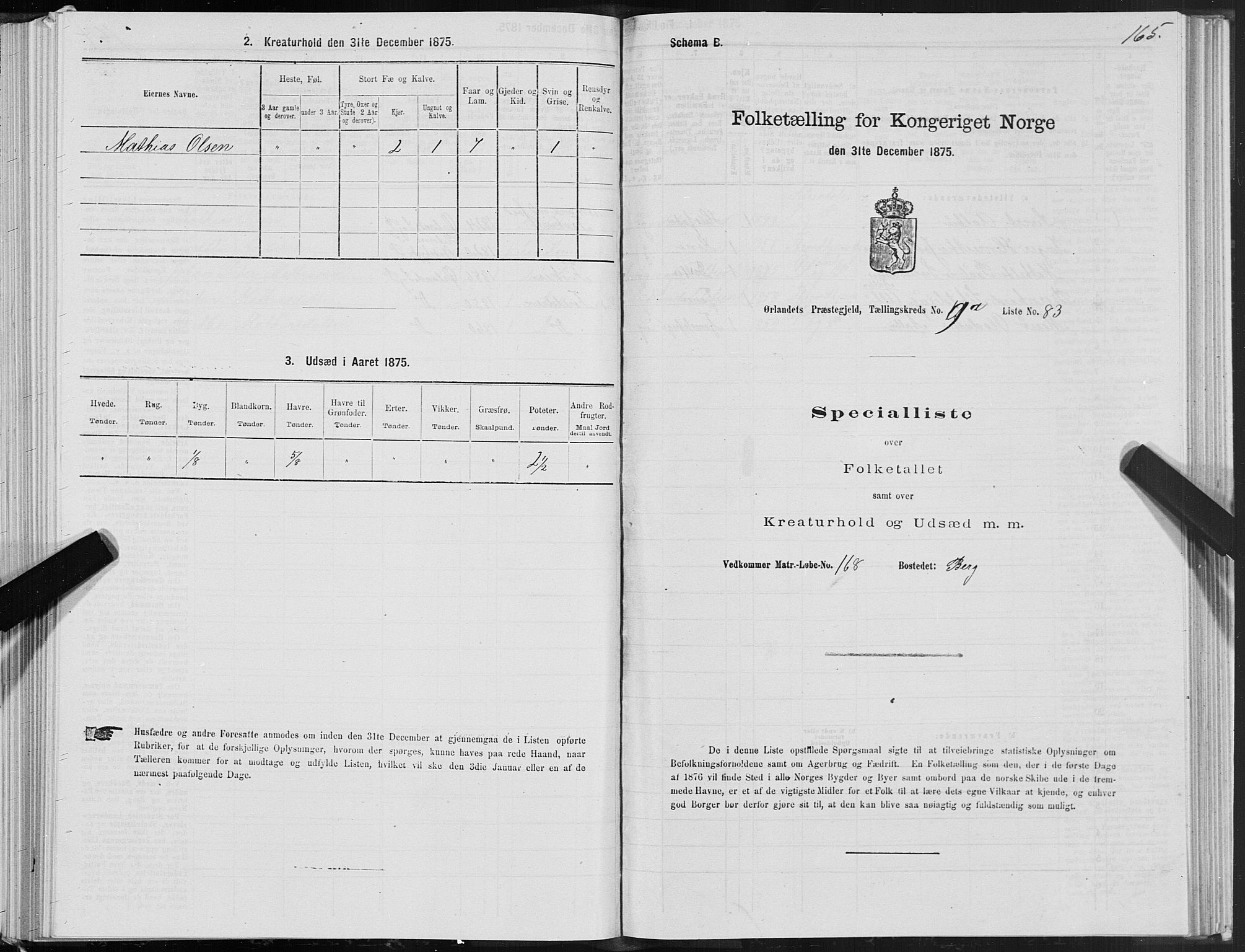 SAT, 1875 census for 1621P Ørland, 1875, p. 6165