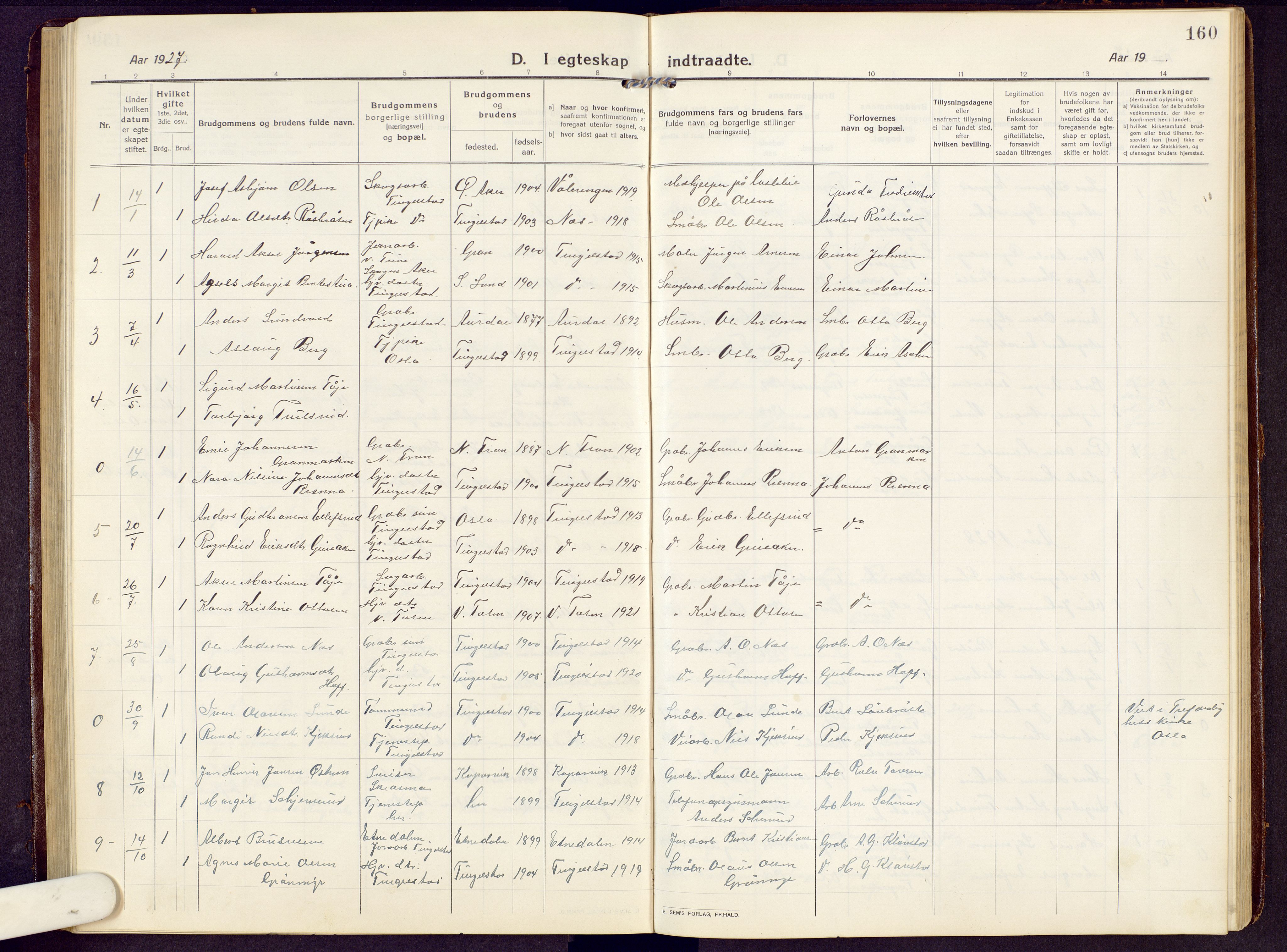 Brandbu prestekontor, SAH/PREST-114/H/Ha/Hab/L0010: Parish register (copy) no. 10, 1916-1930, p. 160