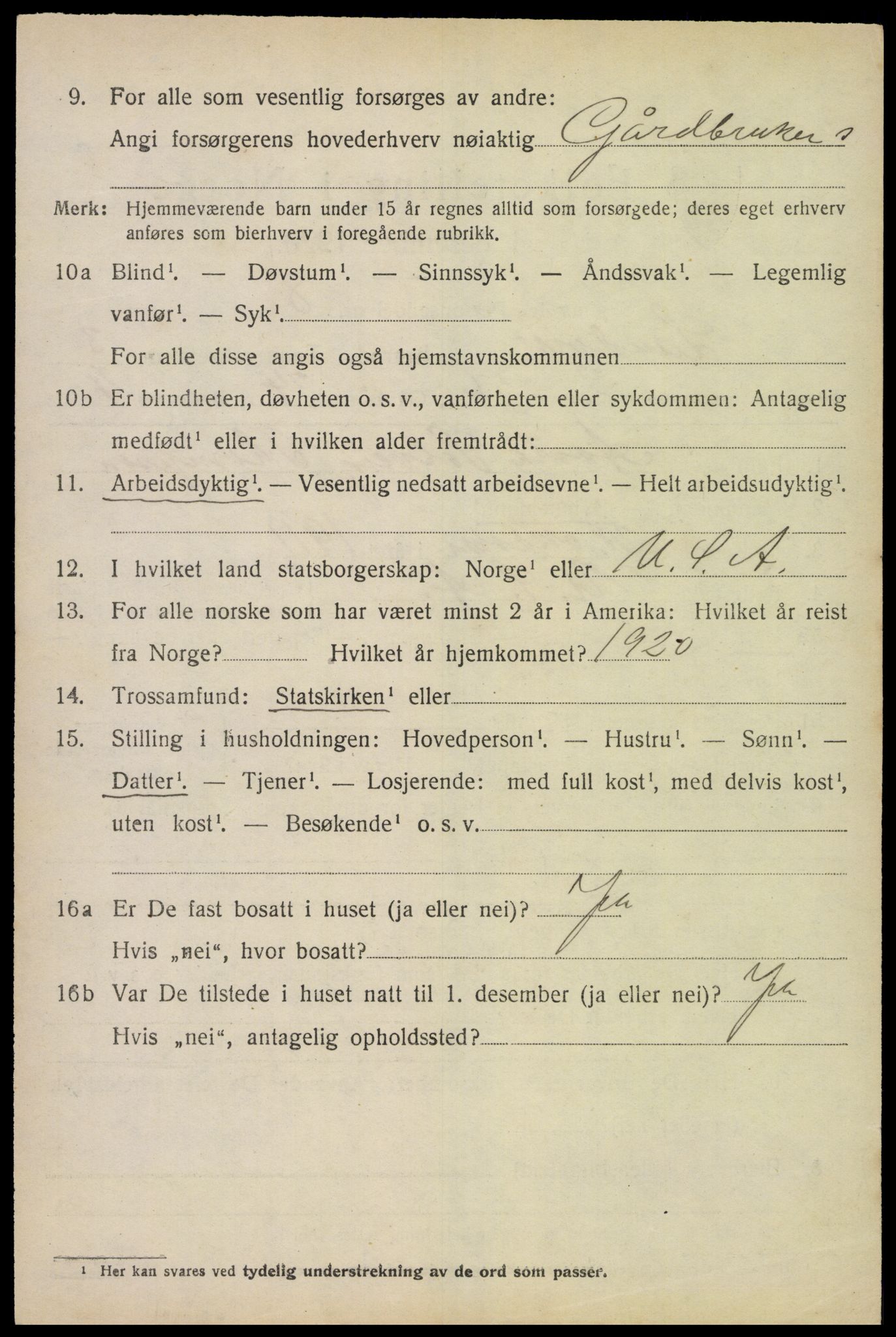 SAK, 1920 census for Landvik, 1920, p. 3447