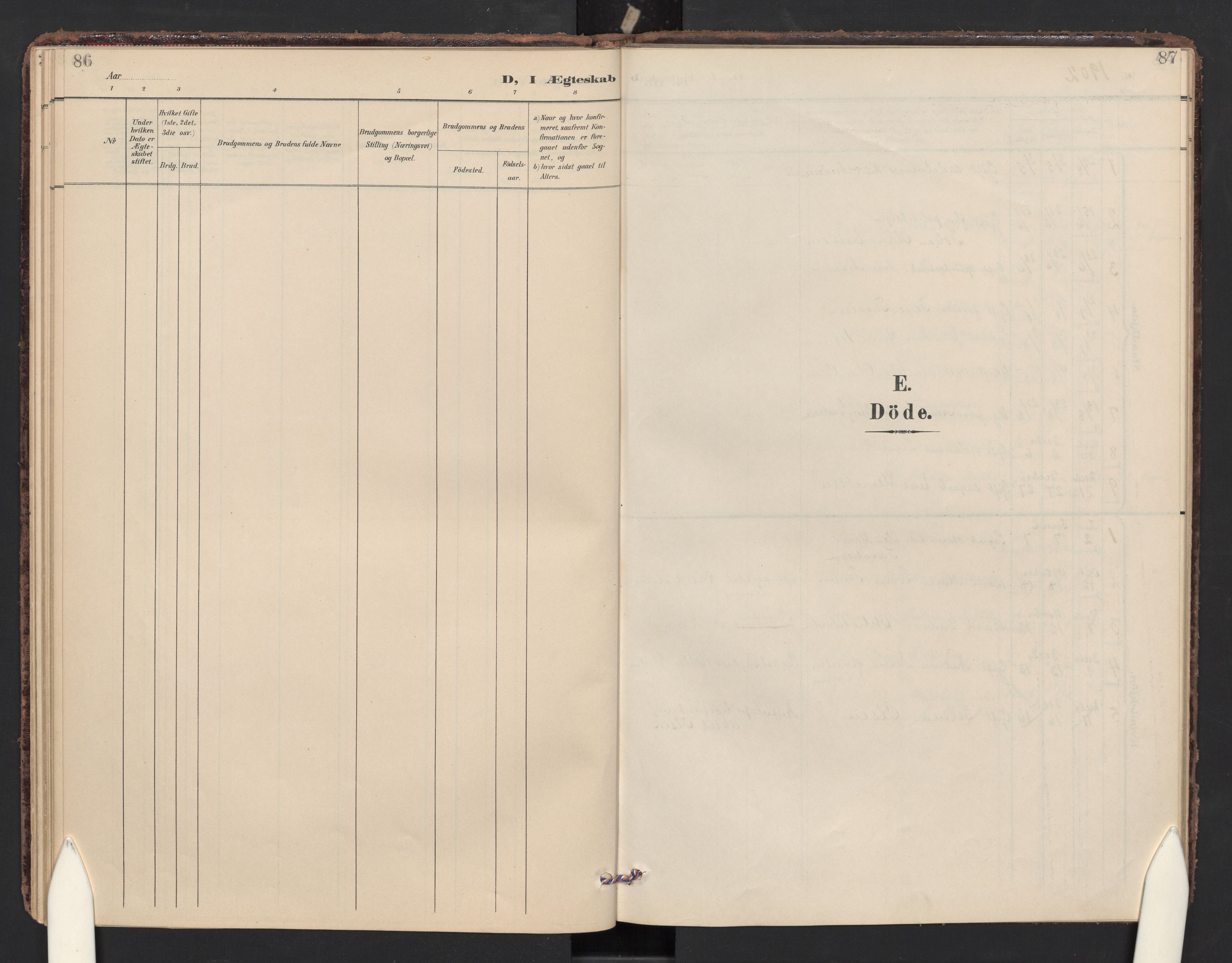 Halden prestekontor Kirkebøker, SAO/A-10909/F/Fc/L0001: Parish register (official) no. III 1, 1902-1908, p. 86-87