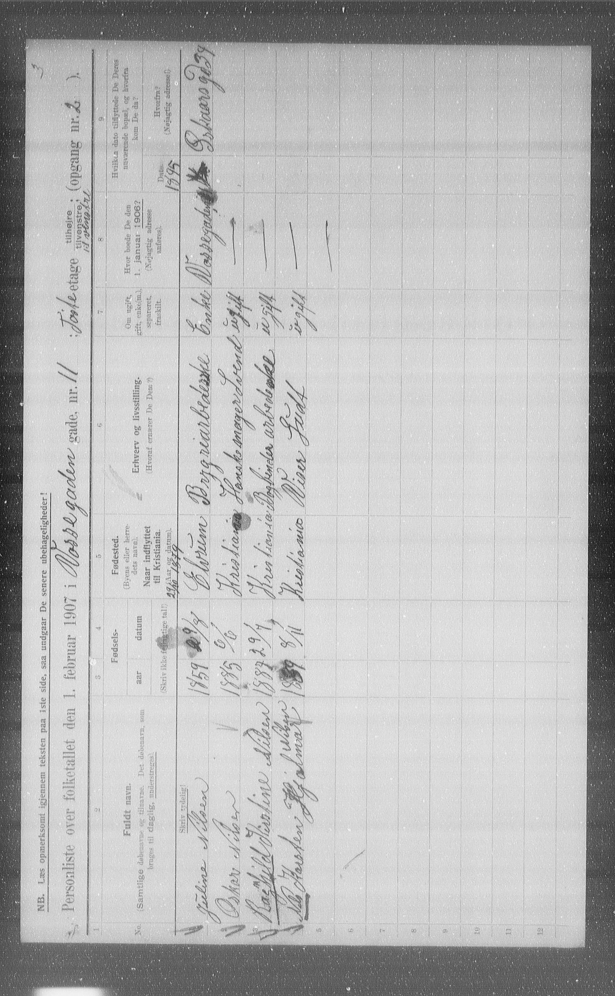 OBA, Municipal Census 1907 for Kristiania, 1907, p. 63755