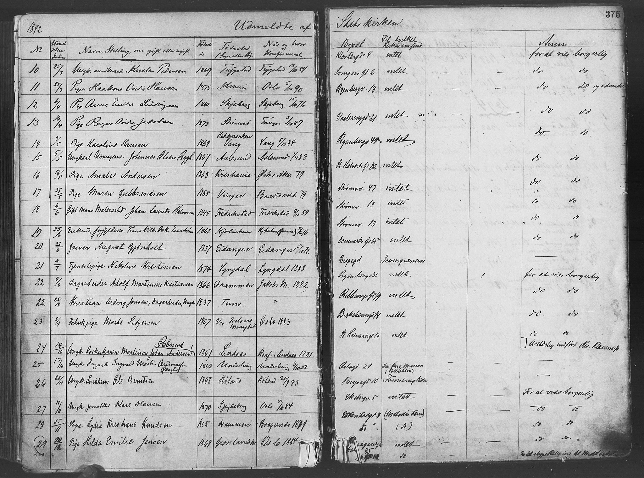 Gamlebyen prestekontor Kirkebøker, SAO/A-10884/F/Fa/L0006: Parish register (official) no. 6, 1881-1890, p. 375