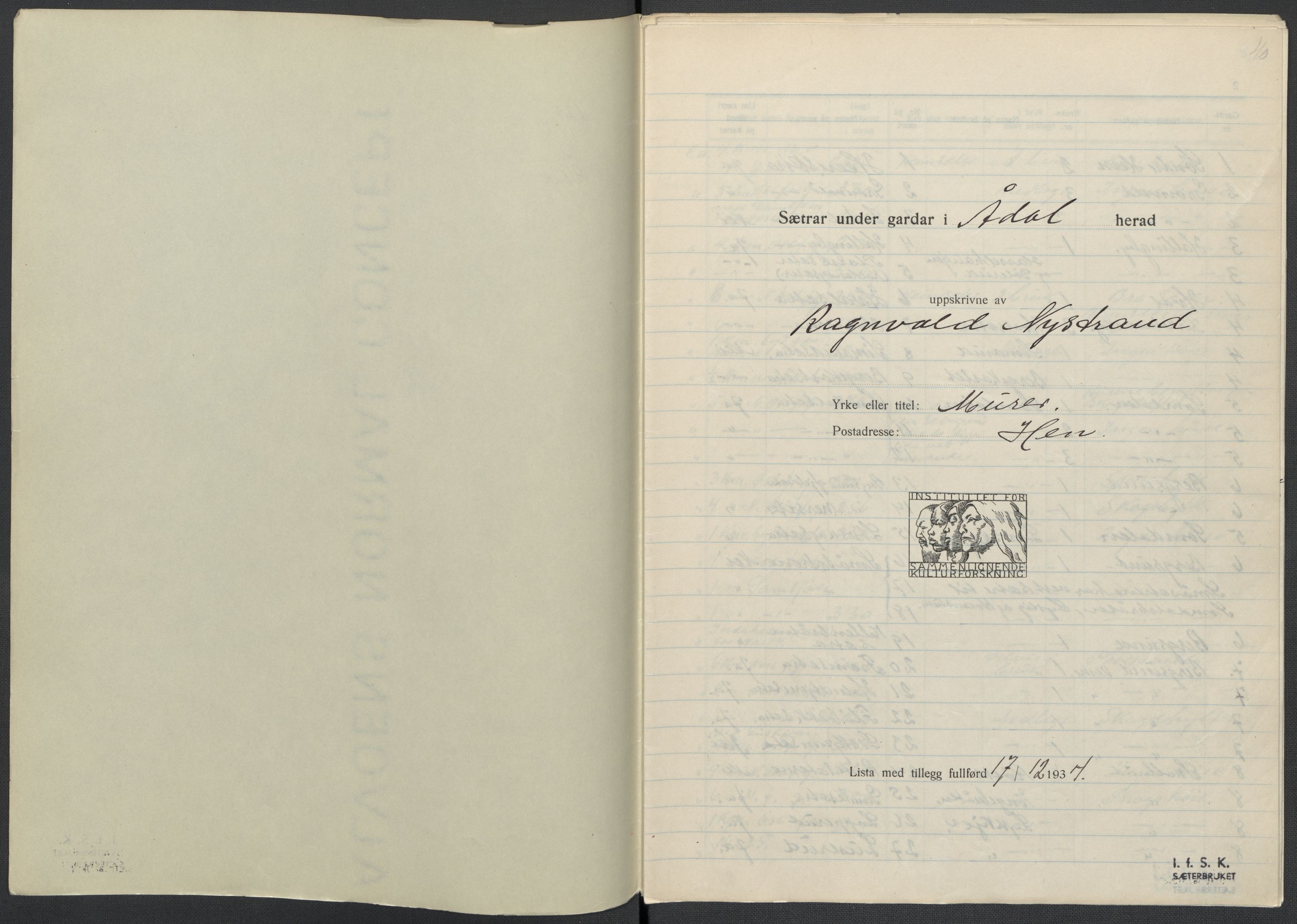 Instituttet for sammenlignende kulturforskning, AV/RA-PA-0424/F/Fc/L0005/0003: Eske B5: / Buskerud (perm XII), 1934-1935, p. 40