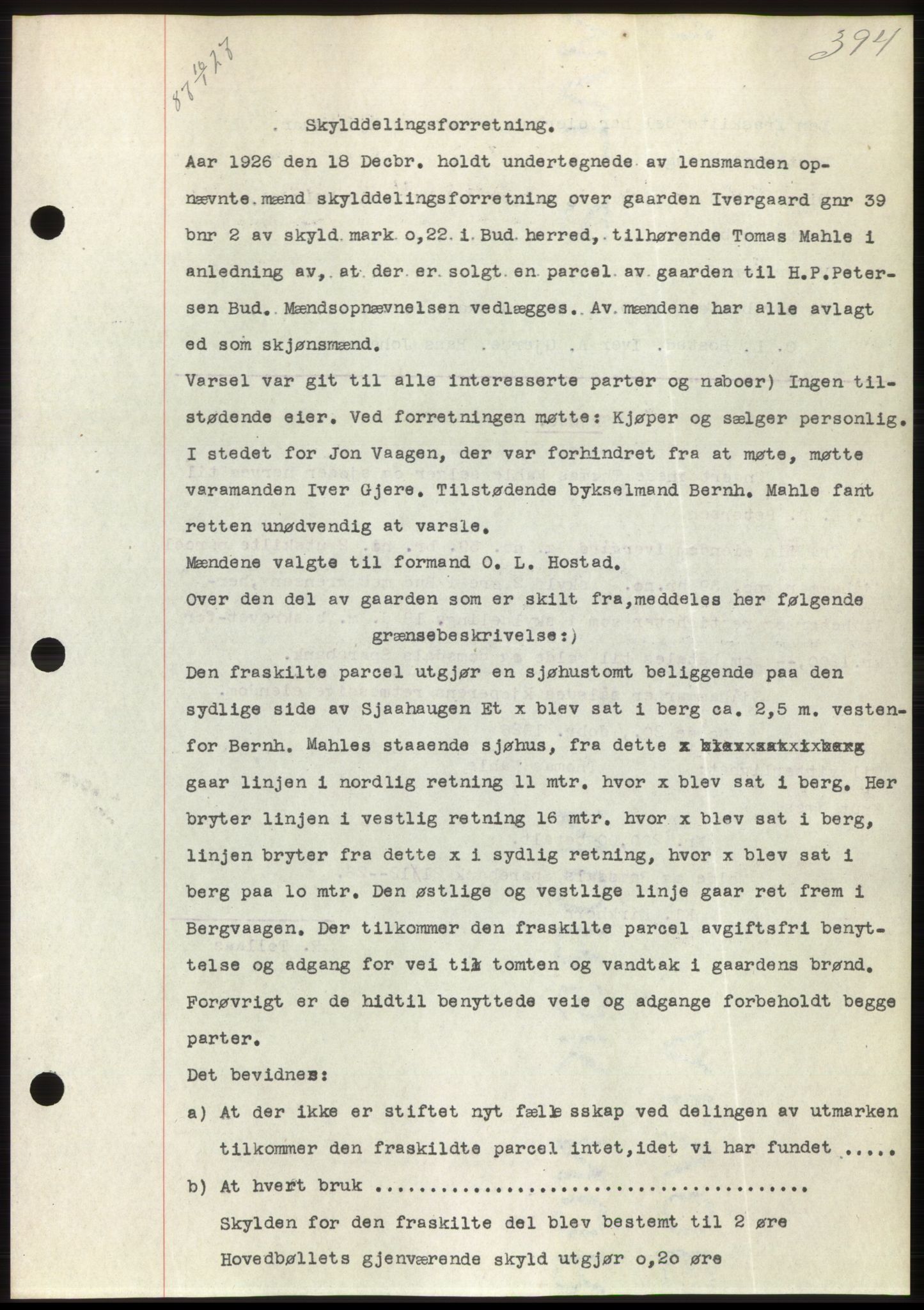 Romsdal sorenskriveri, AV/SAT-A-4149/1/2/2C/L0051: Mortgage book no. 45, 1926-1927, Deed date: 10.01.1927