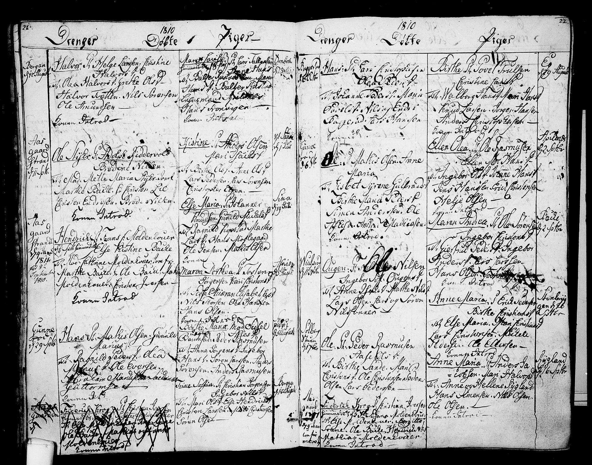 Borre kirkebøker, SAKO/A-338/F/Fa/L0003: Parish register (official) no. I 3, 1807-1814, p. 21-22