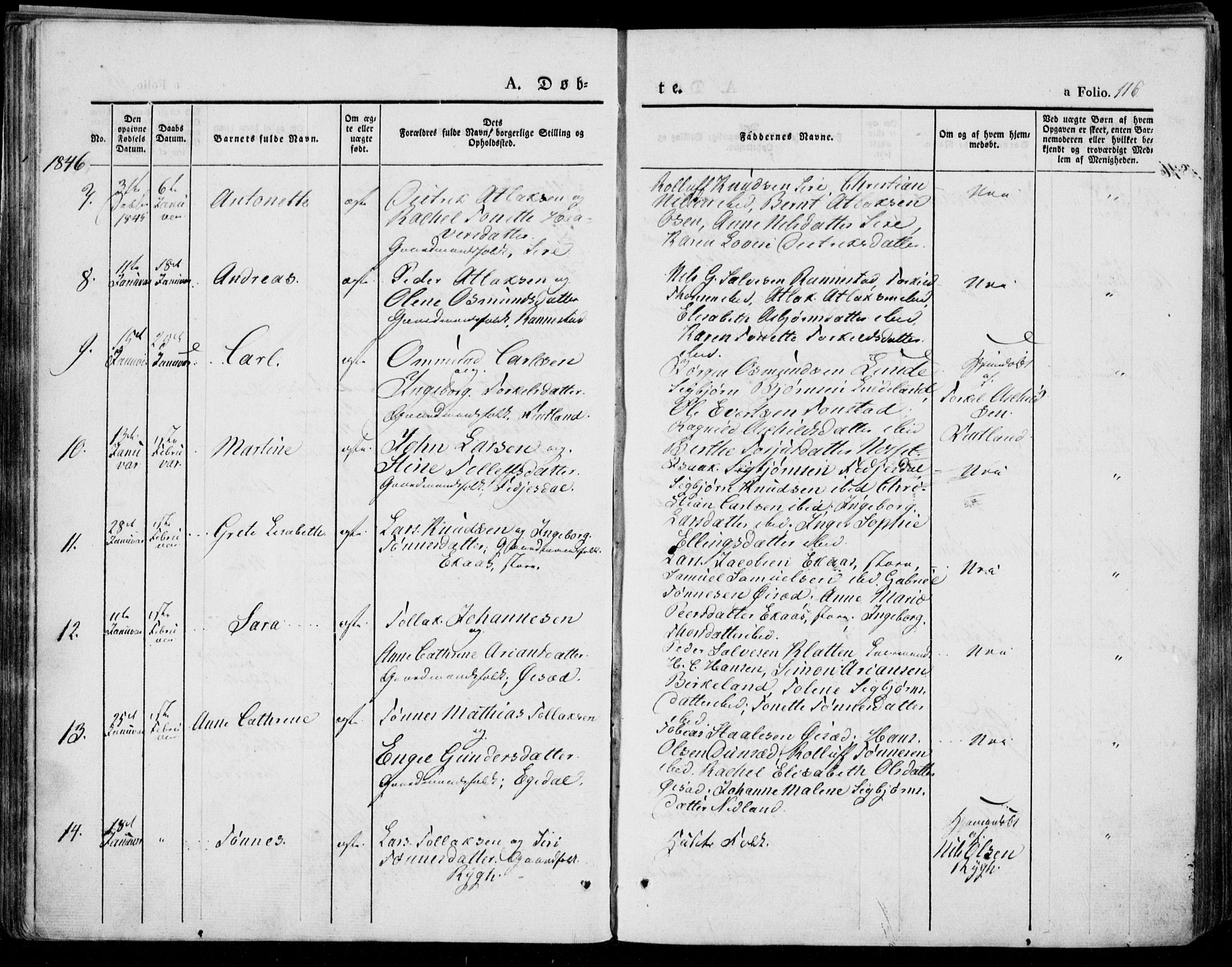 Bakke sokneprestkontor, SAK/1111-0002/F/Fa/Faa/L0004: Parish register (official) no. A 4, 1834-1846, p. 116