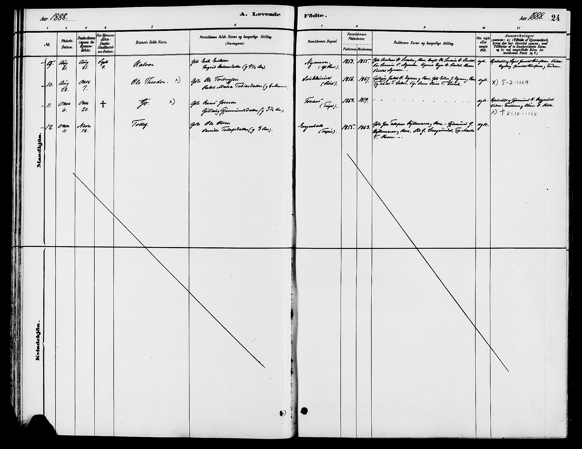 Engerdal prestekontor, AV/SAH-PREST-048/H/Ha/Haa/L0001: Parish register (official) no. 1, 1881-1898, p. 24