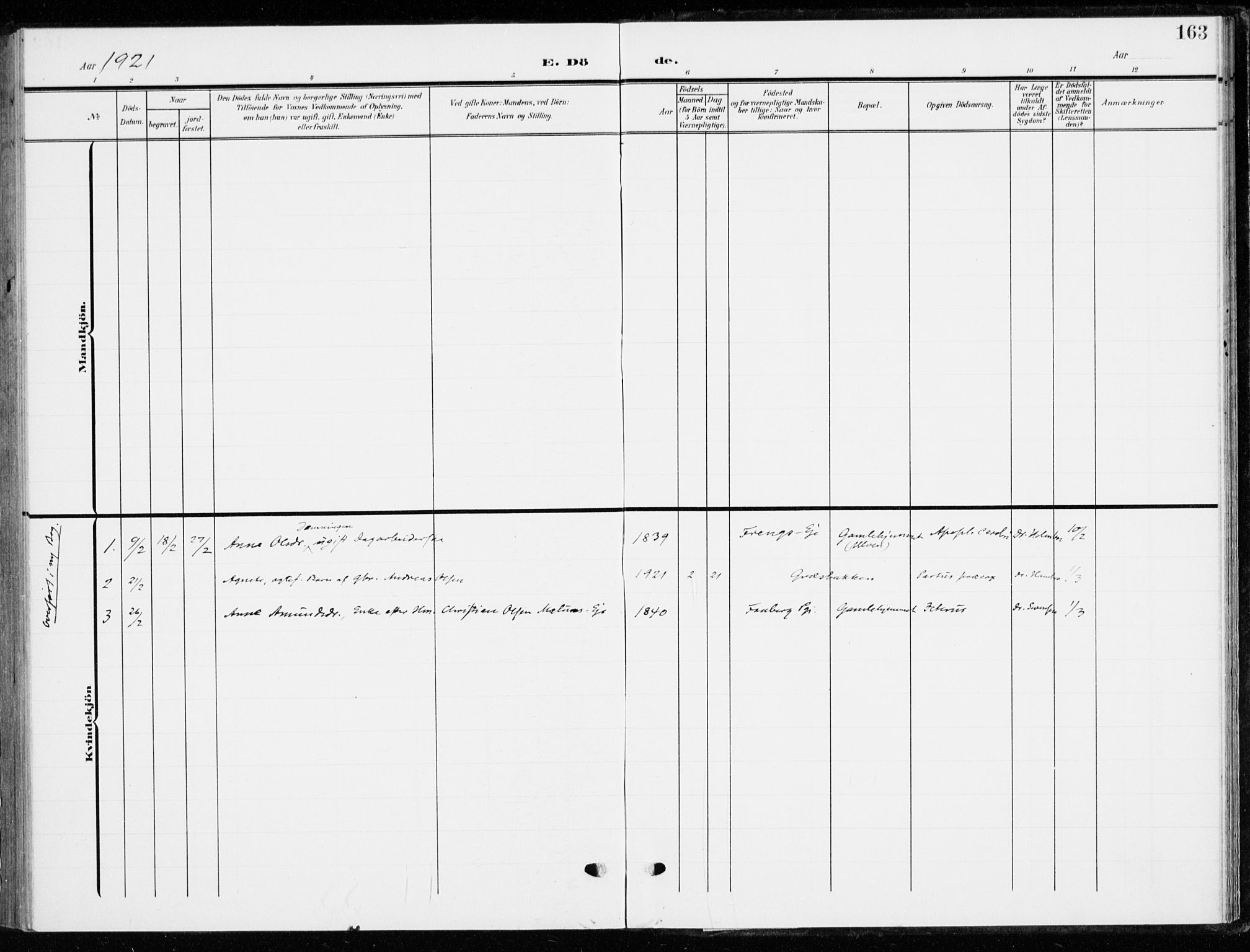 Ringsaker prestekontor, SAH/PREST-014/K/Ka/L0021: Parish register (official) no. 21, 1905-1920, p. 163