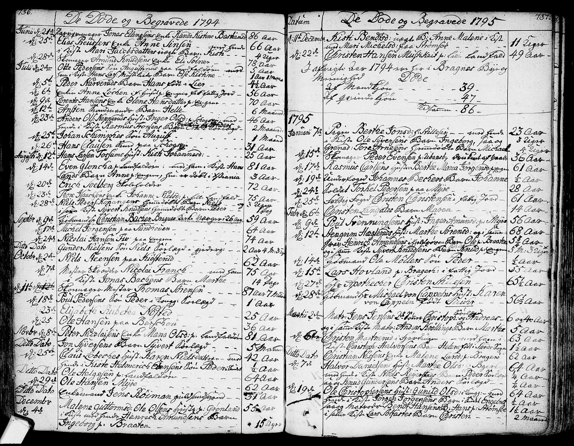 Bragernes kirkebøker, AV/SAKO-A-6/F/Fa/L0006a: Parish register (official) no. I 6, 1782-1814, p. 736-737
