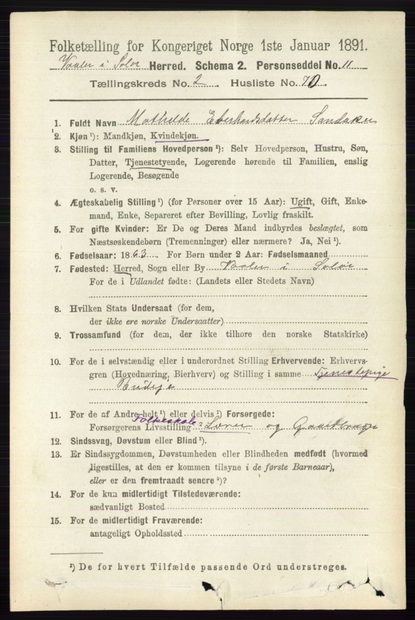 RA, 1891 census for 0426 Våler, 1891, p. 861