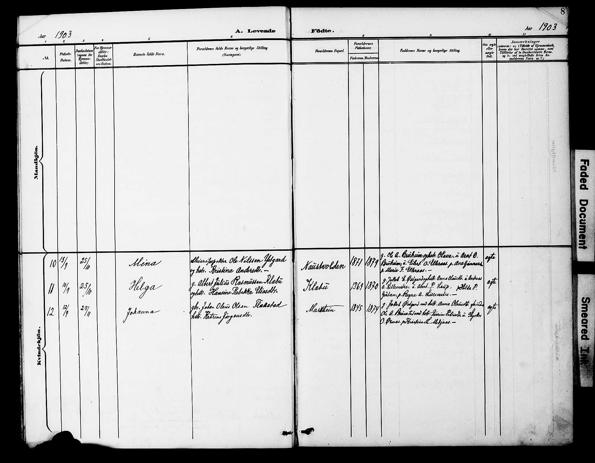 Ministerialprotokoller, klokkerbøker og fødselsregistre - Nord-Trøndelag, AV/SAT-A-1458/746/L0452: Parish register (official) no. 746A09, 1900-1908, p. 8