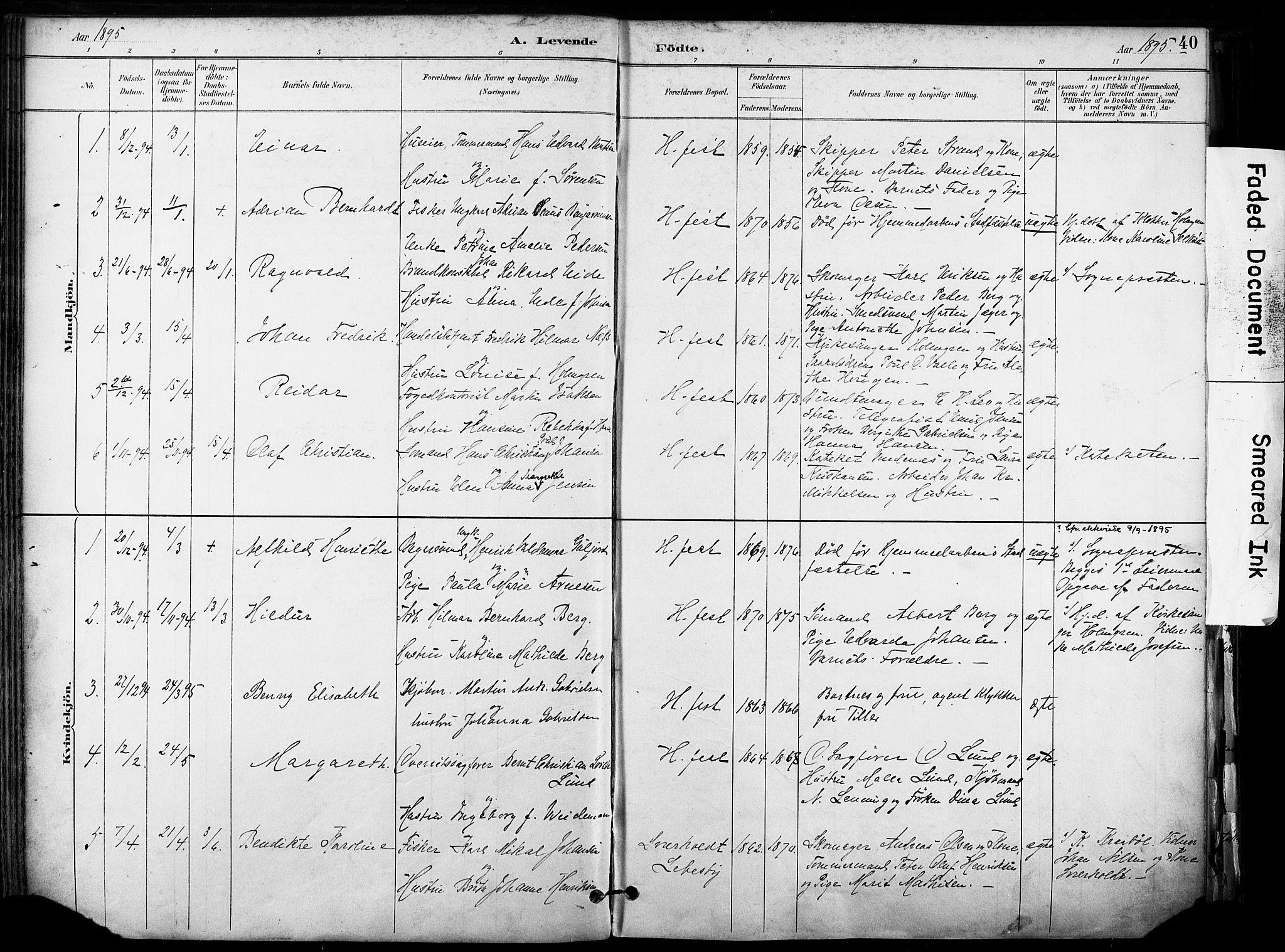 Hammerfest sokneprestkontor, SATØ/S-1347/H/Ha/L0009.kirke: Parish register (official) no. 9, 1889-1897, p. 40