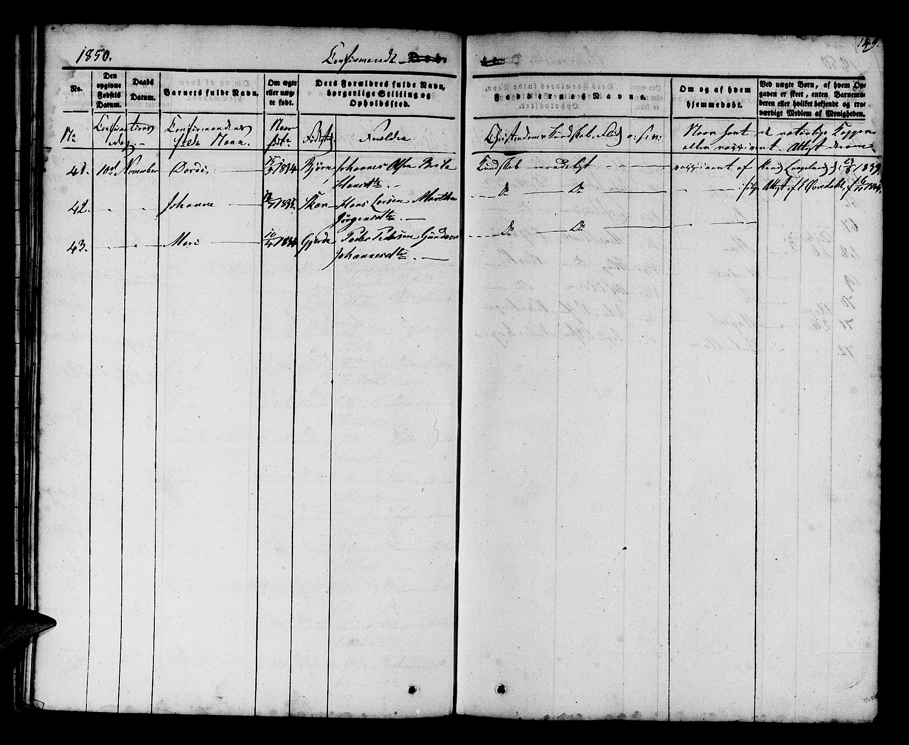 Os sokneprestembete, SAB/A-99929: Parish register (official) no. A 15, 1839-1851, p. 149