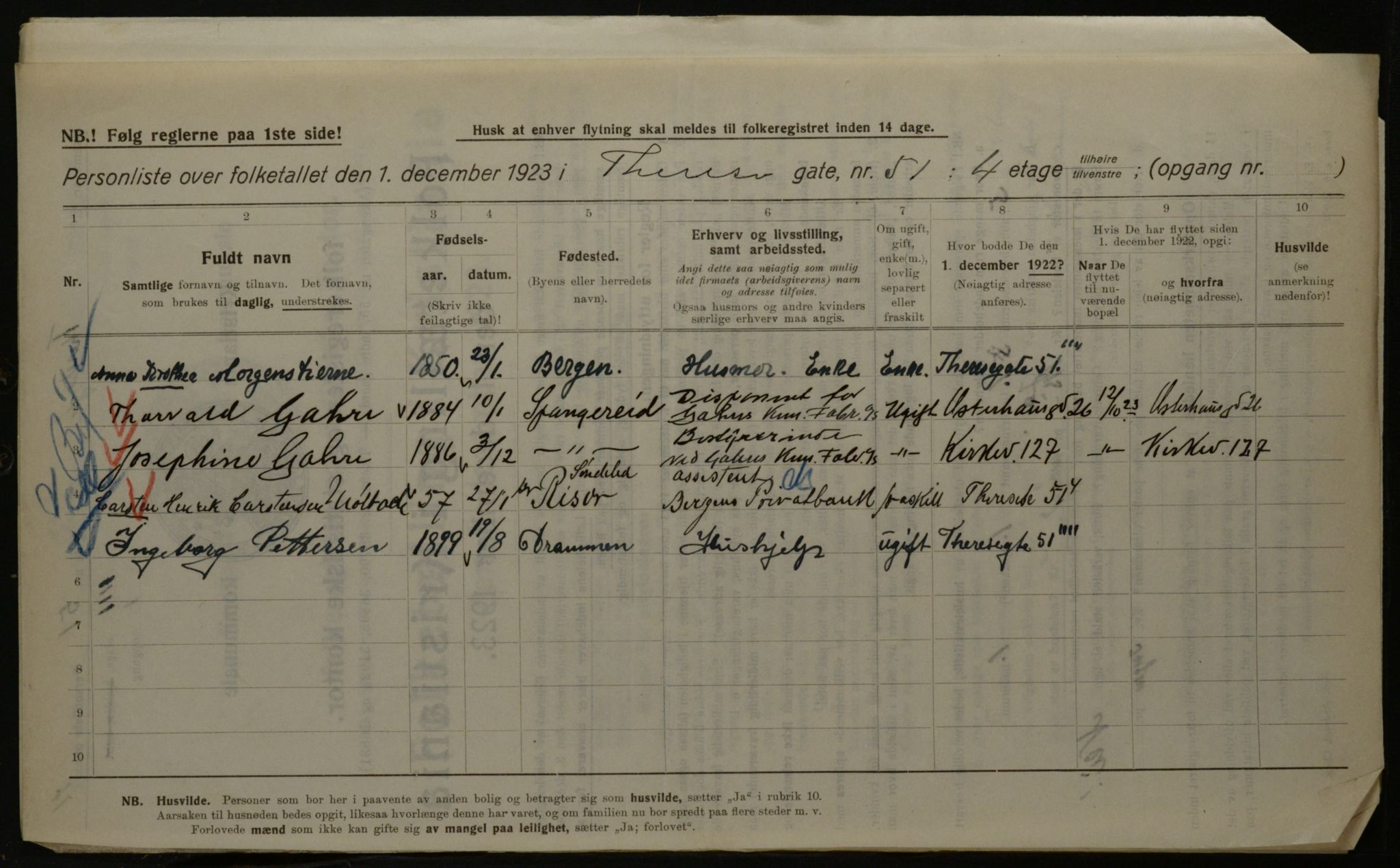 OBA, Municipal Census 1923 for Kristiania, 1923, p. 120210